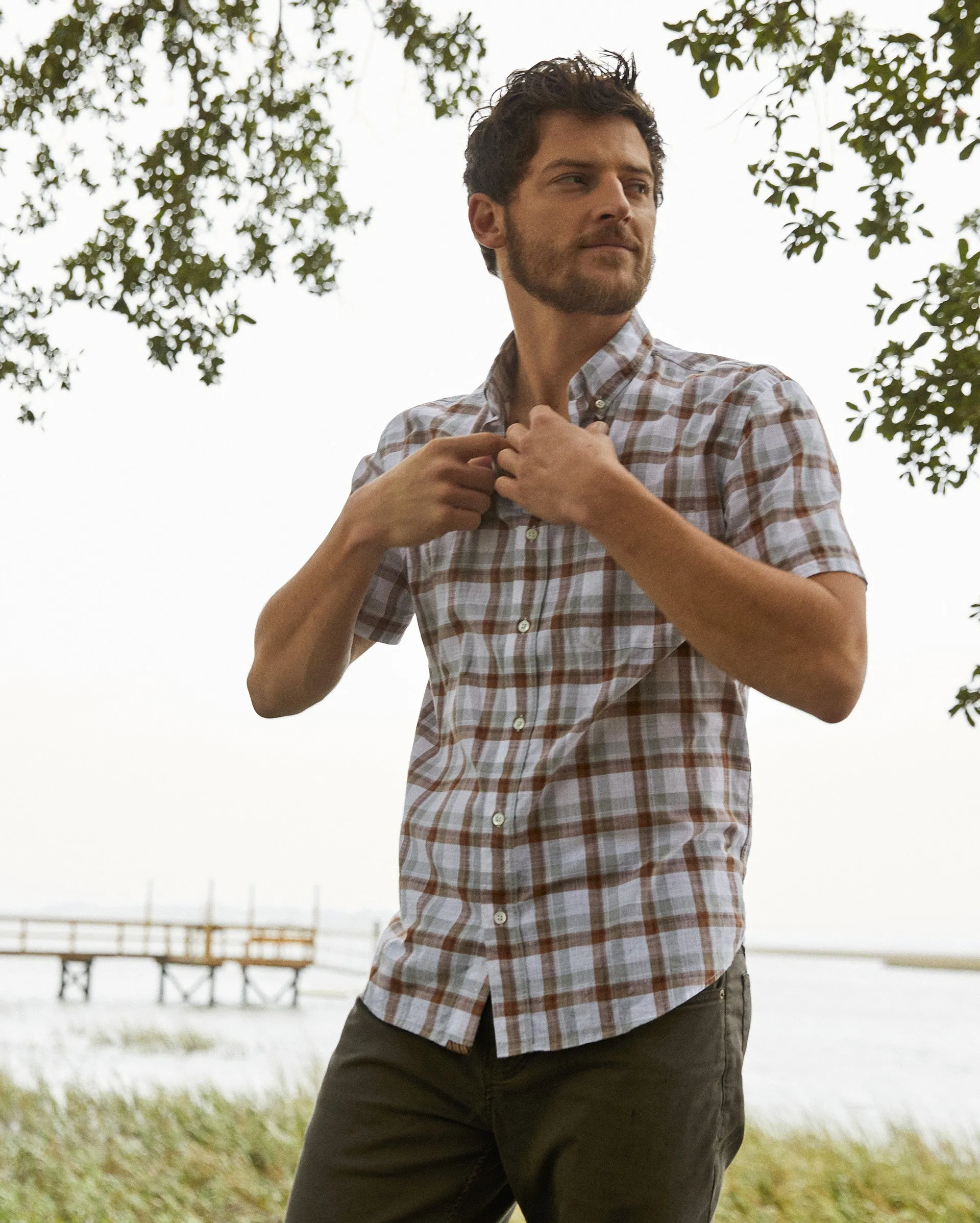 Short Sleeve Tattersail Plaid Tuscumbia Shirt Button Down sold by Billy Reid product image thumbnail 4
