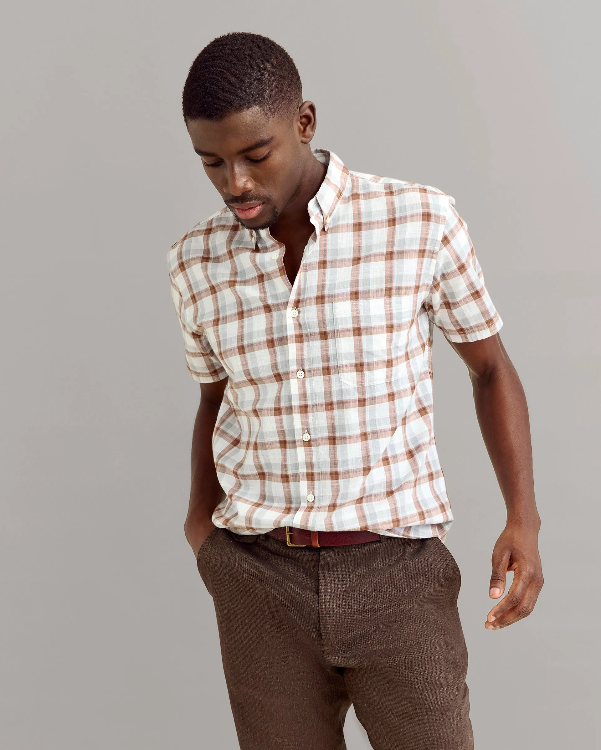 Short Sleeve Tattersail Plaid Tuscumbia Shirt Button Down sold by Billy Reid product image thumbnail 2