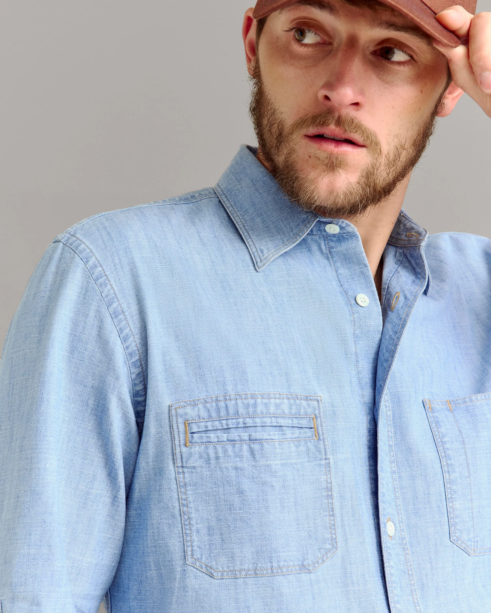Chambray Field Shirt sold by Billy Reid product image thumbnail 3