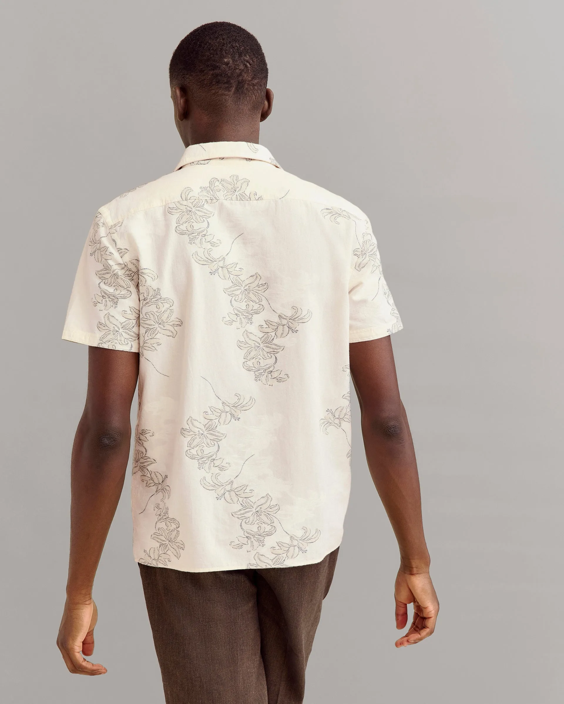 Short Sleeve Watercolor Lily Jacquard Treme Shirt sold by Billy Reid product image thumbnail 3