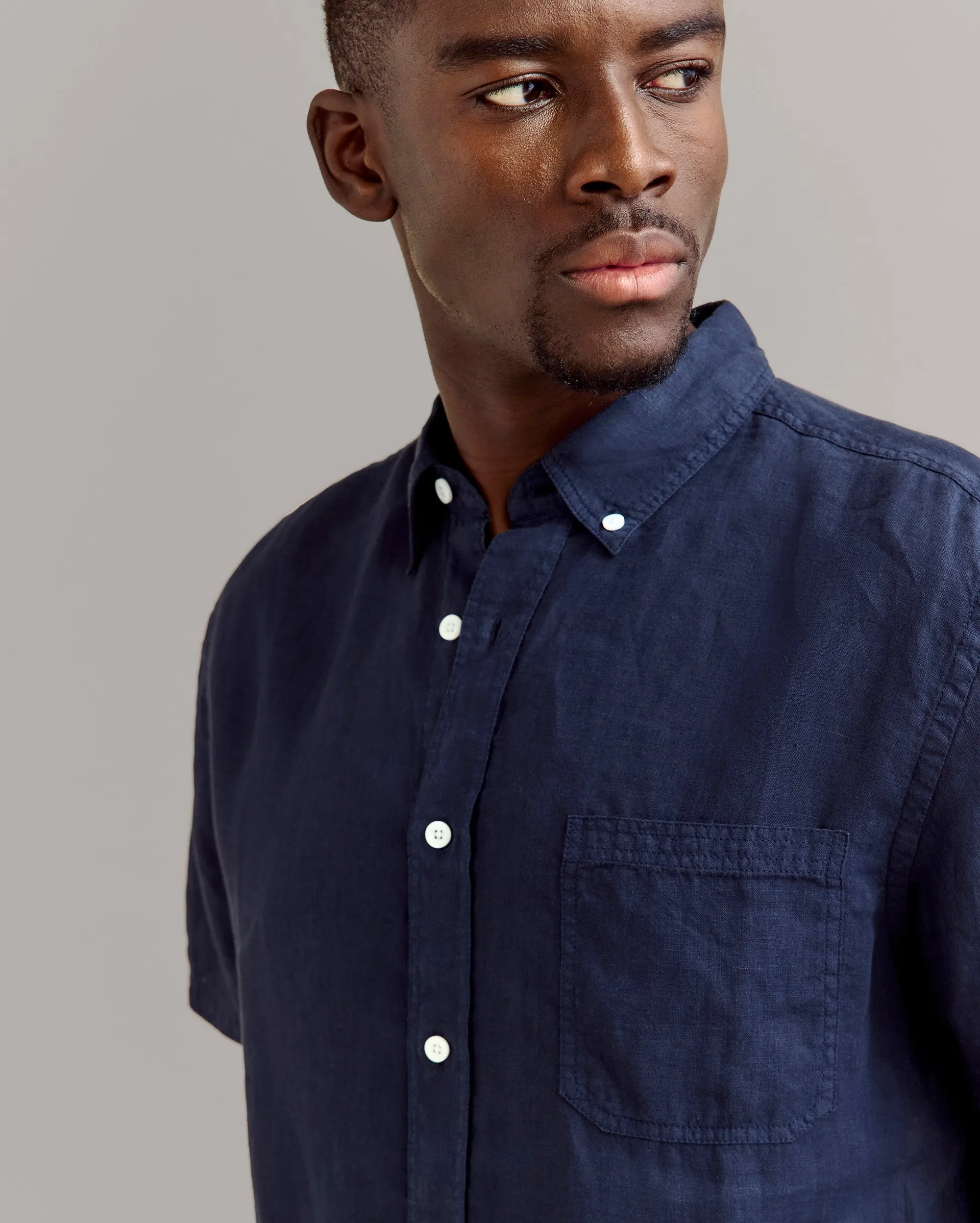 Short Sleeve Linen Tuscumbia Shirt Button Down sold by Billy Reid product image thumbnail 3