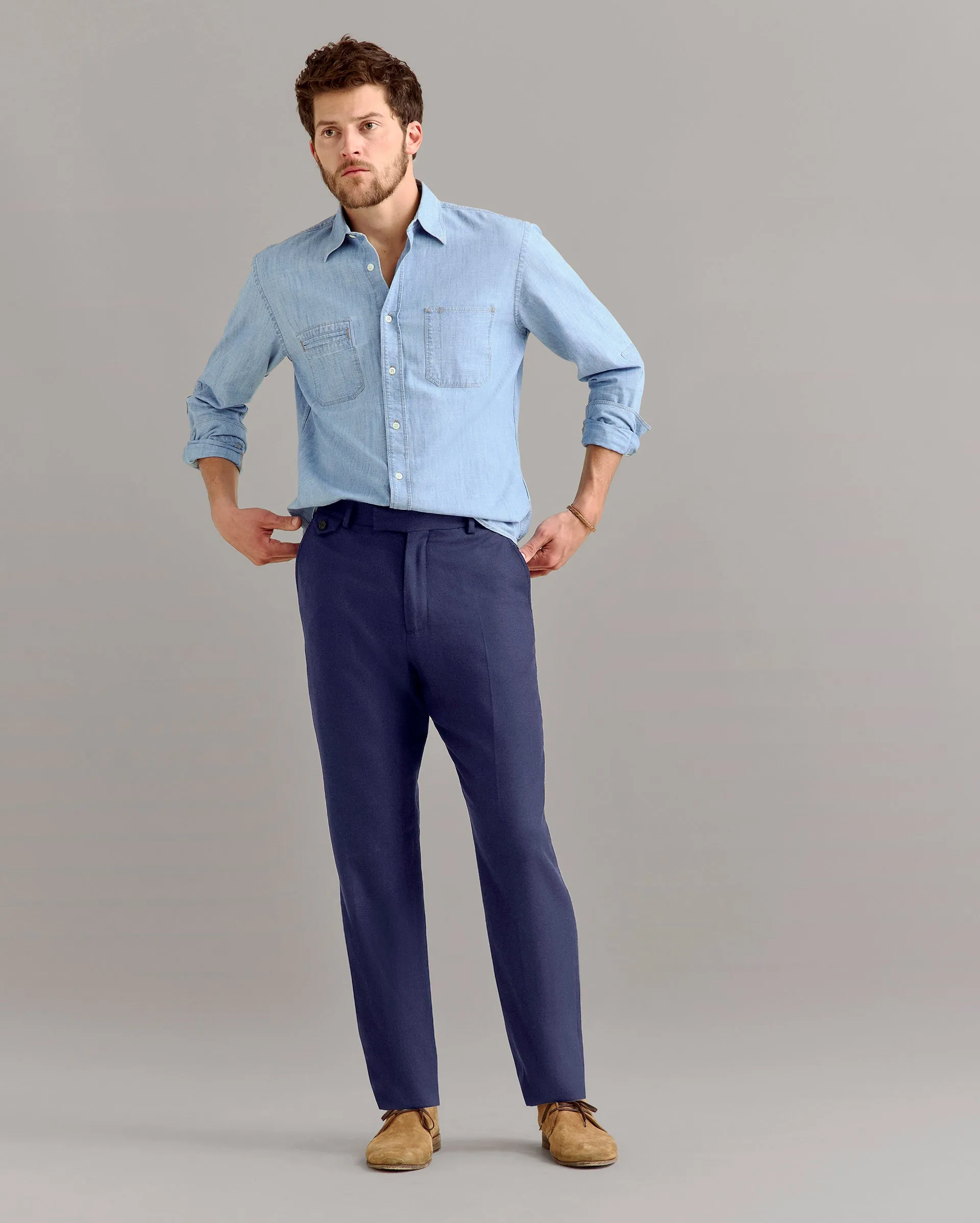 Herringbone Flat Front Trouser sold by Billy Reid product image thumbnail 2