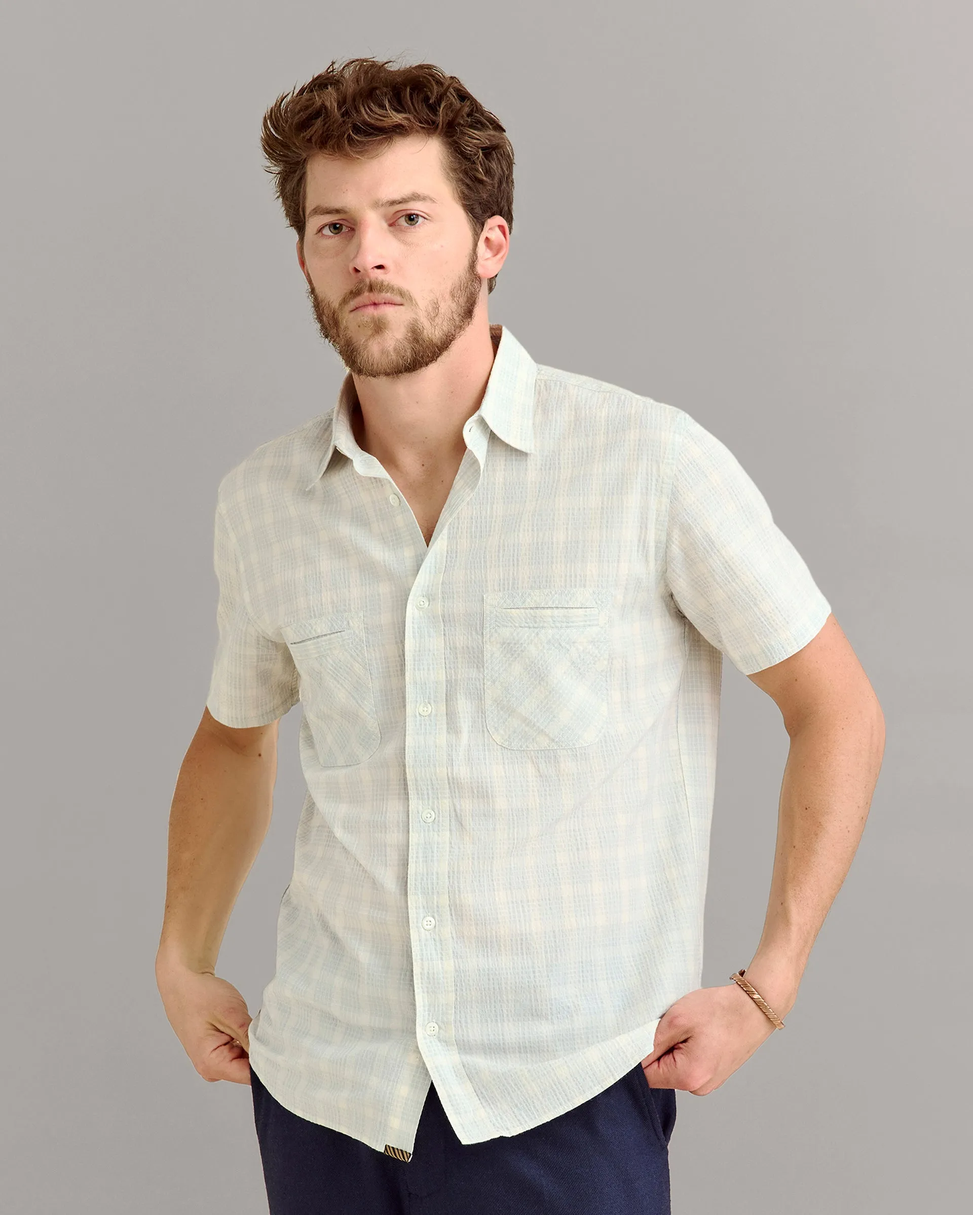 Short Sleeve Seersucker Donelson Shirt sold by Billy Reid product image thumbnail 2