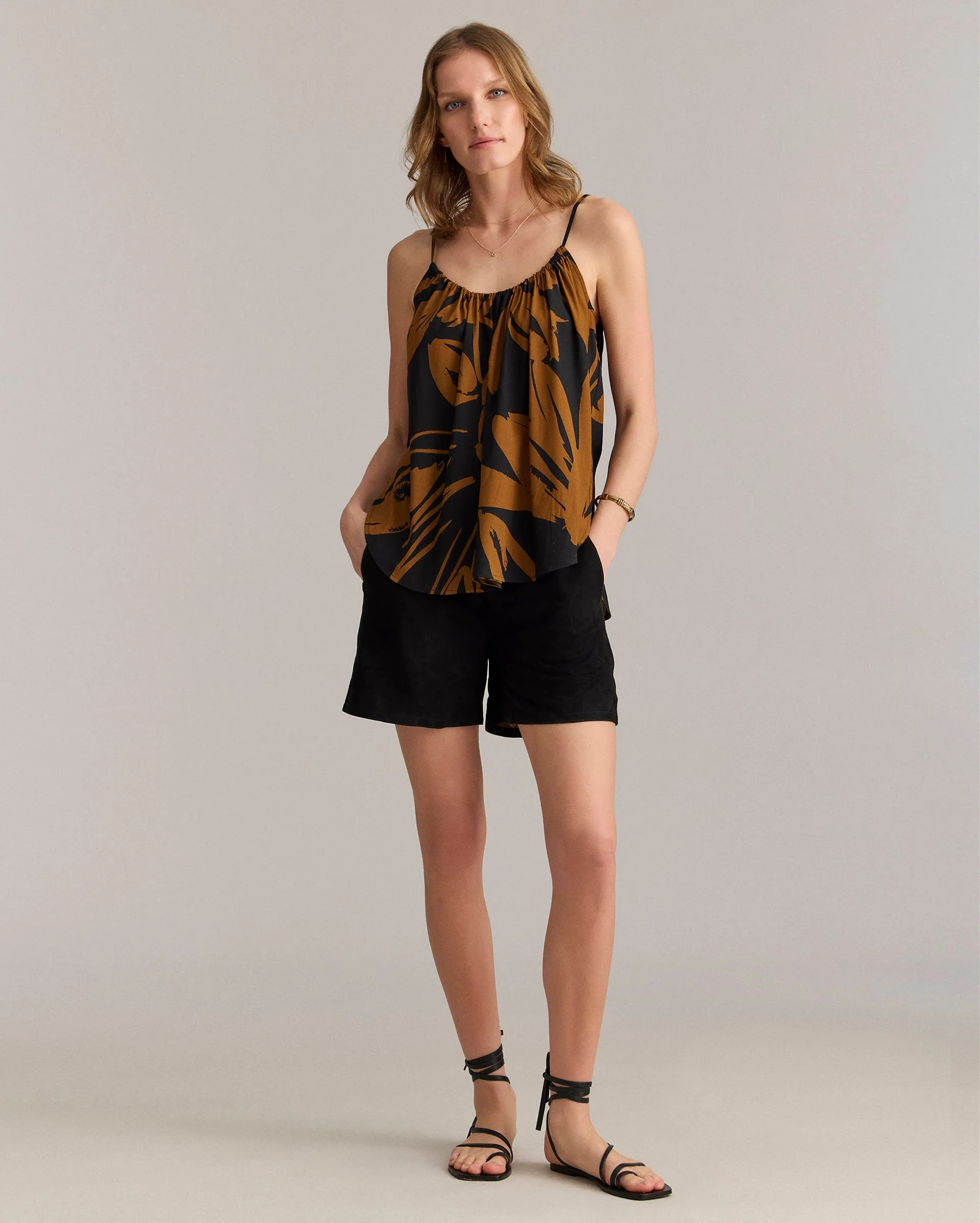 Silk Brush Stroke Floral Shirred Cami sold by Billy Reid product image thumbnail 2