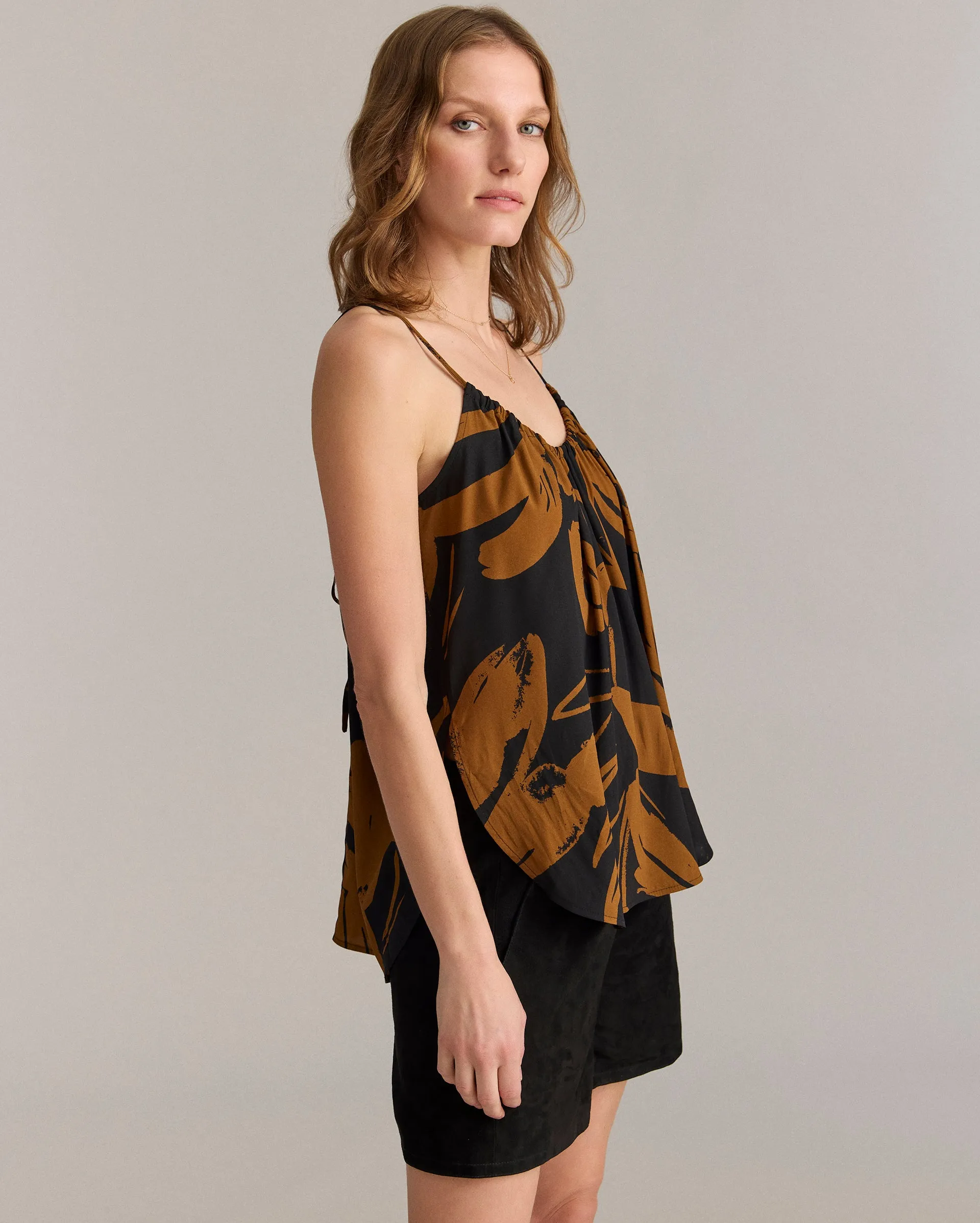 Silk Brush Stroke Floral Shirred Cami sold by Billy Reid product image thumbnail 4