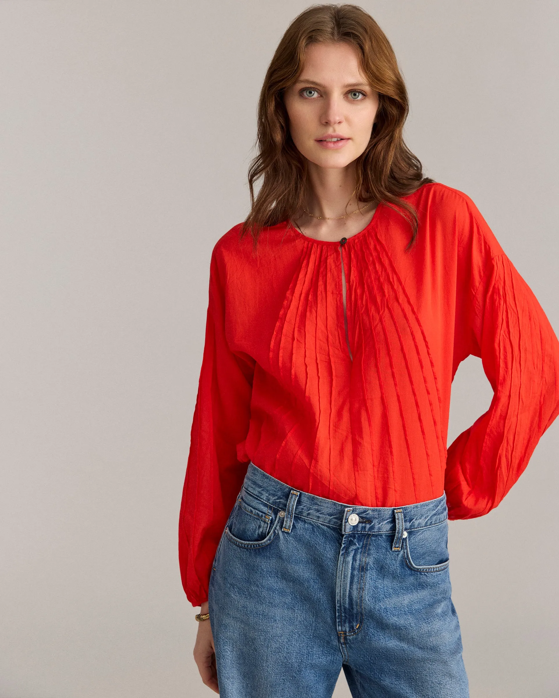 Sunray Pintuck Blouse sold by Billy Reid product image thumbnail 3