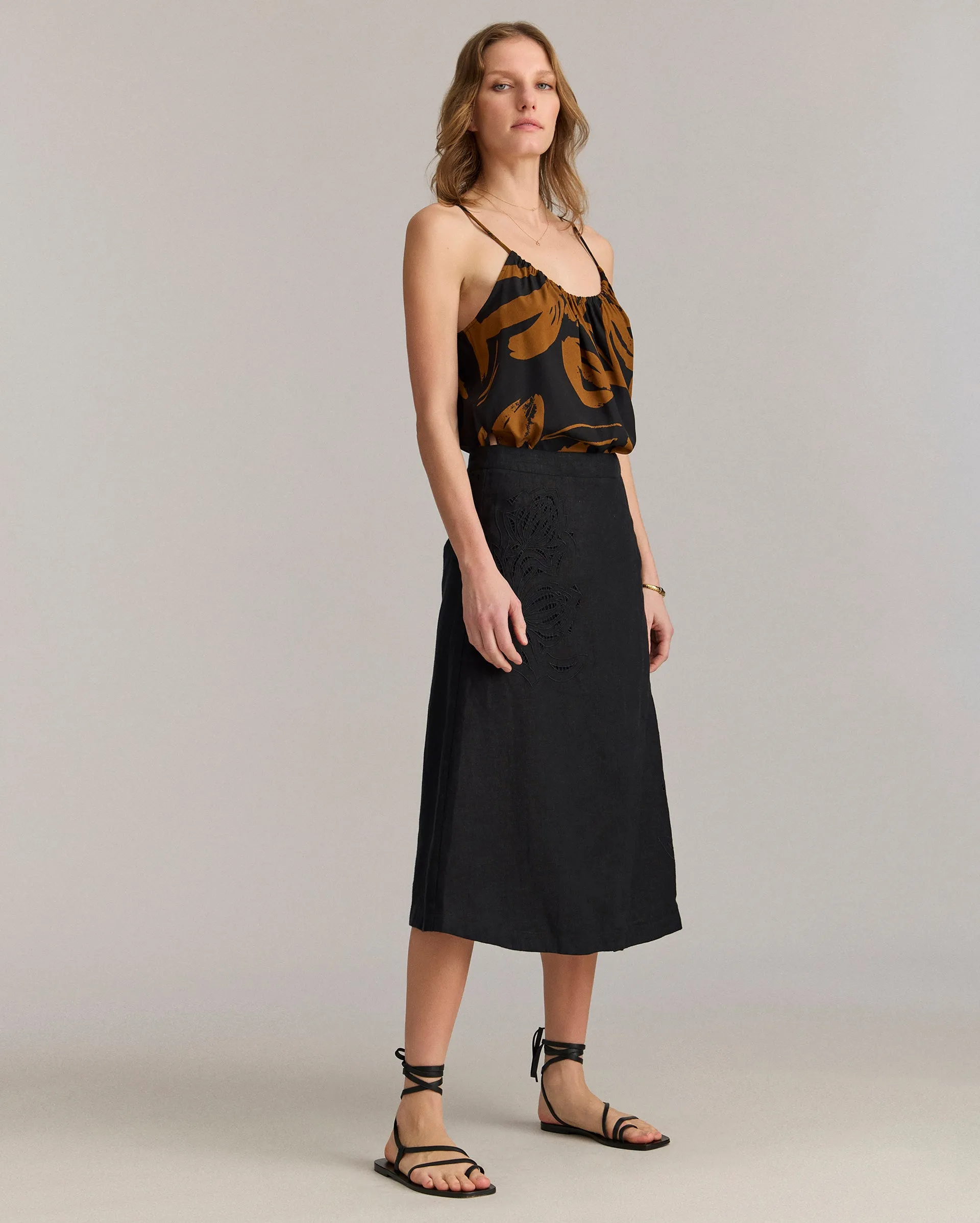 Linen Protea Eyelet Skirt sold by Billy Reid product image thumbnail 2