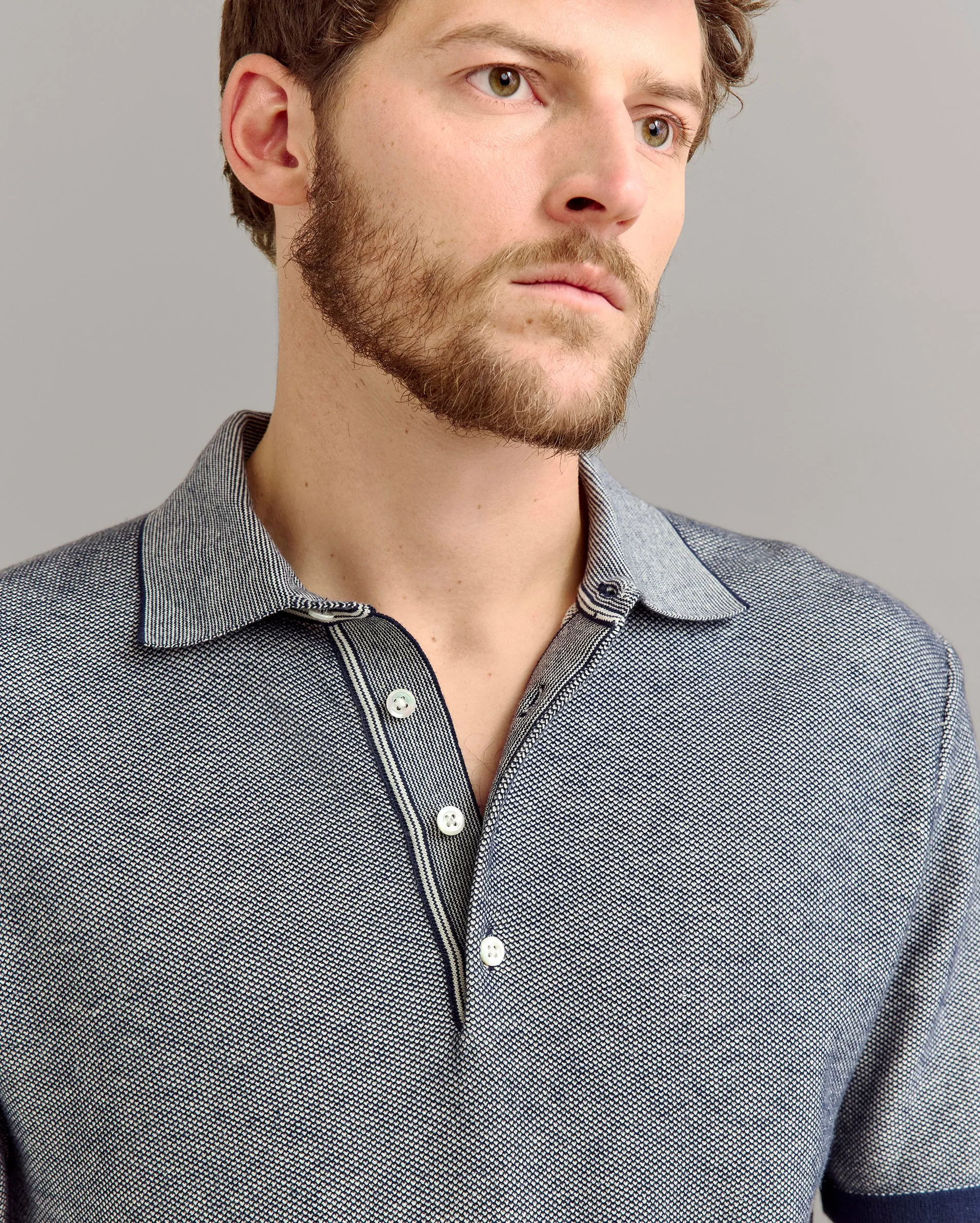 Birdseye Pique Sweater Polo sold by Billy Reid product image thumbnail 3