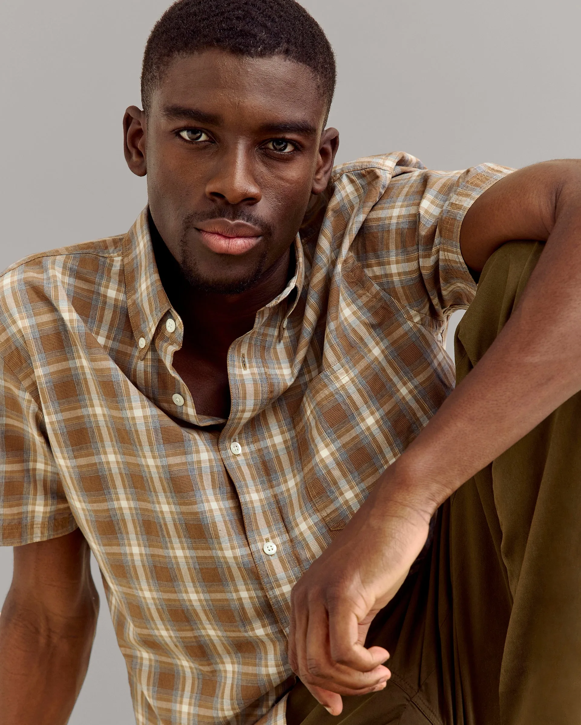 Short Sleeve Melange Plaid Tuscumbia Shirt Button Down sold by Billy Reid product image thumbnail 5