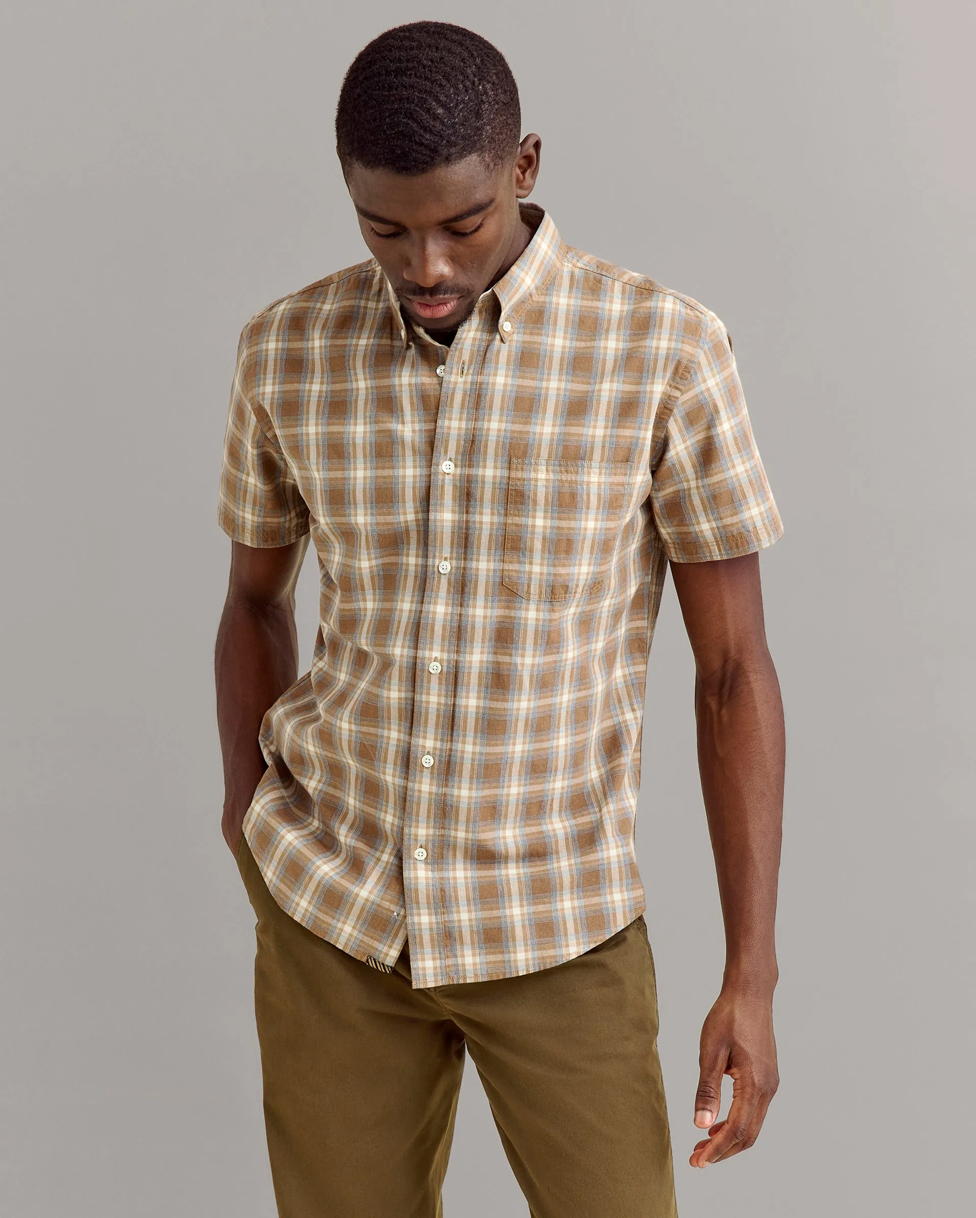 Short Sleeve Melange Plaid Tuscumbia Shirt Button Down sold by Billy Reid product image thumbnail 2