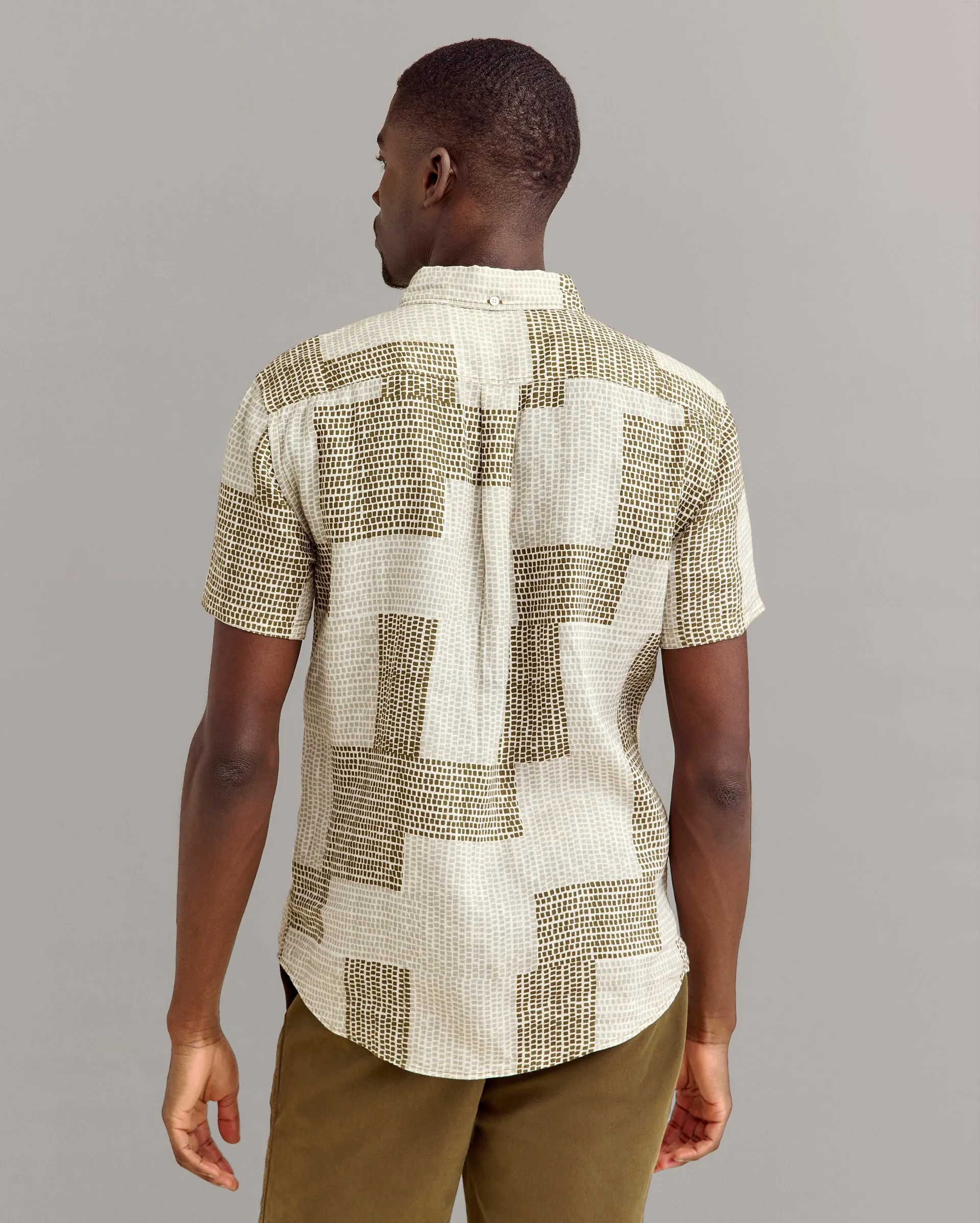 Short Sleeve Brick Patchwork Tuscumbia Shirt Button Down sold by Billy Reid product image thumbnail 3