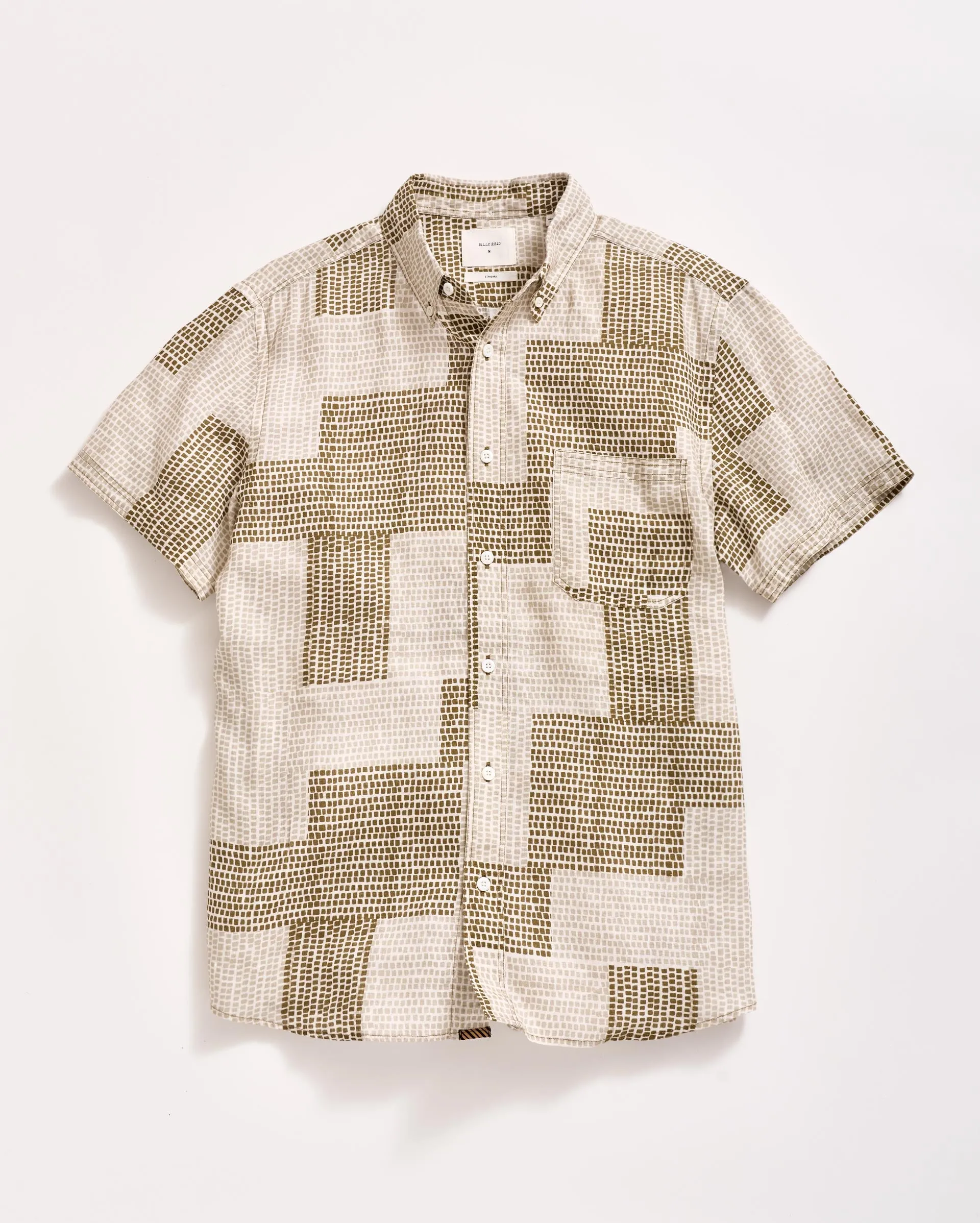 Short Sleeve Brick Patchwork Tuscumbia Shirt Button Down sold by Billy Reid