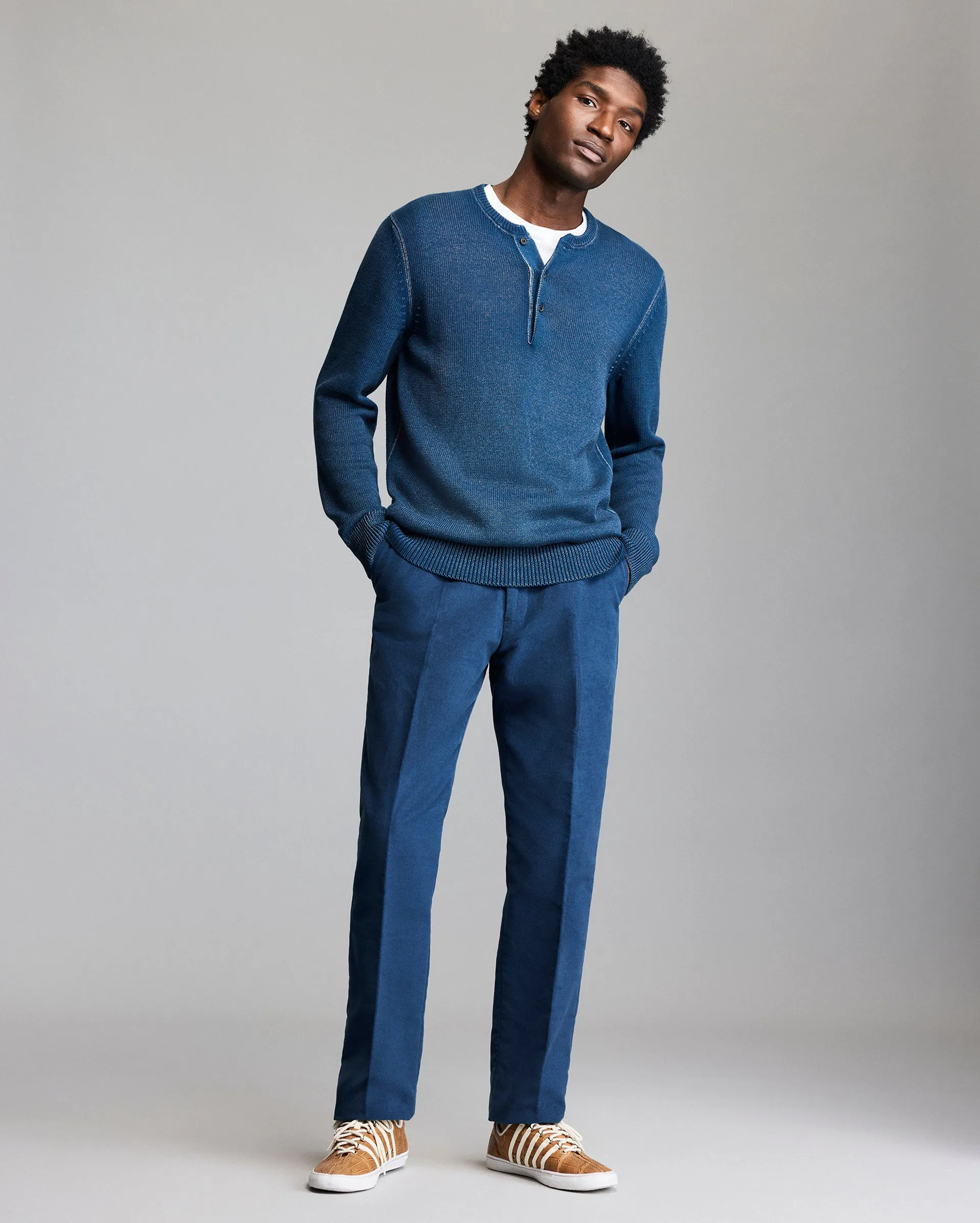 Garment-Dyed Henley Sweater sold by Billy Reid product image thumbnail 2