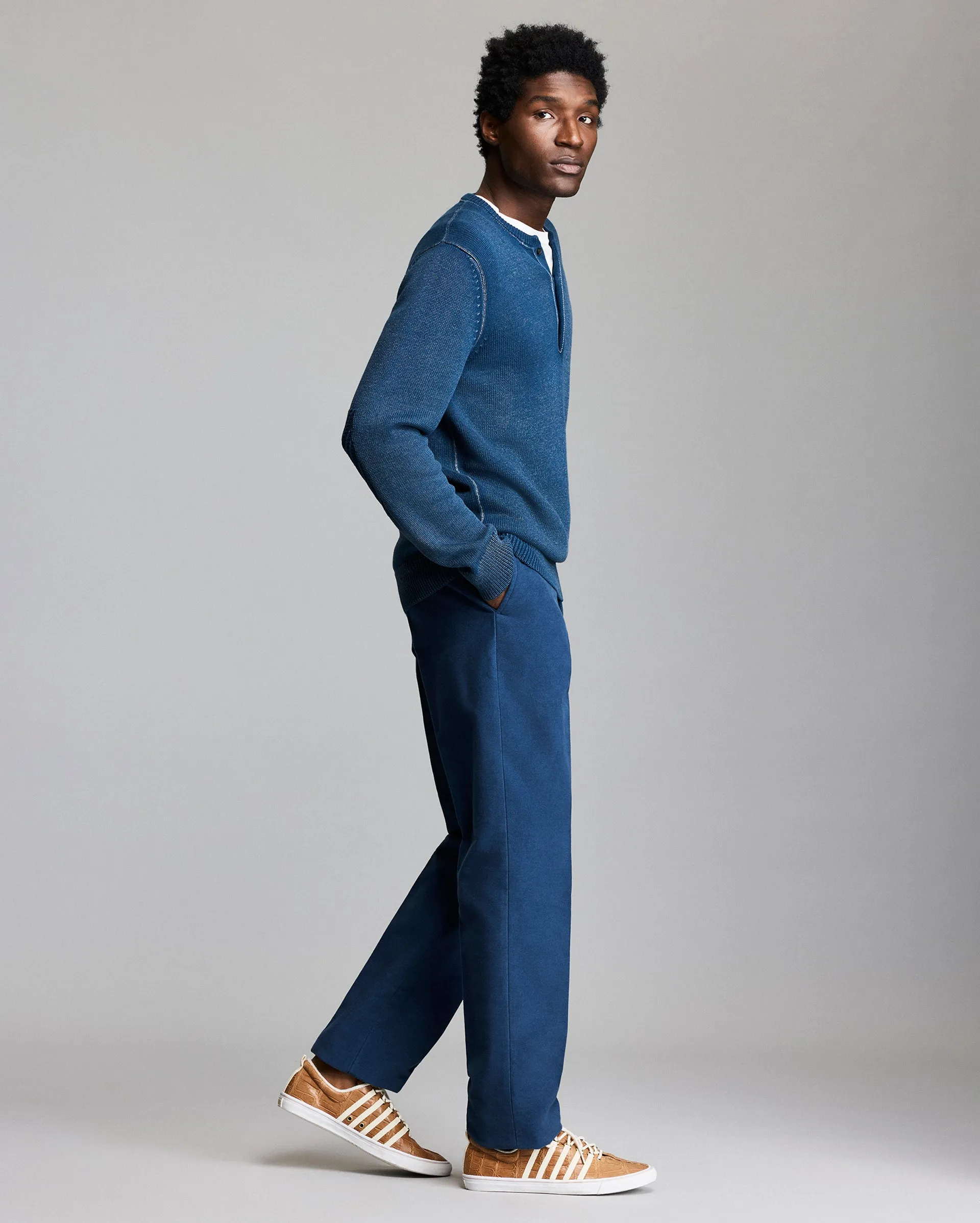 Garment-Dyed Henley Sweater sold by Billy Reid product image thumbnail 3