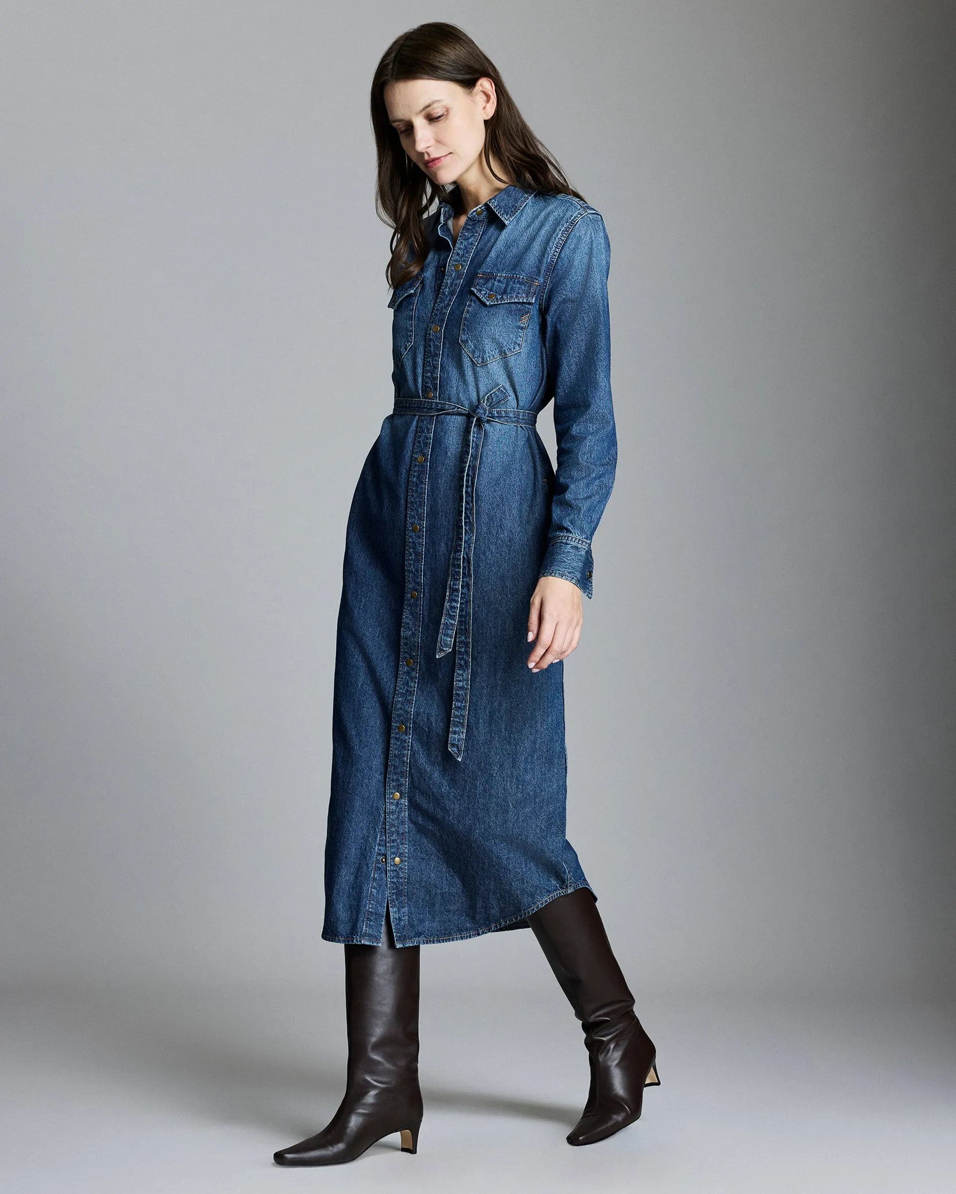 Shoals Denim Maxi Shirt Dress sold by Billy Reid product image thumbnail 3