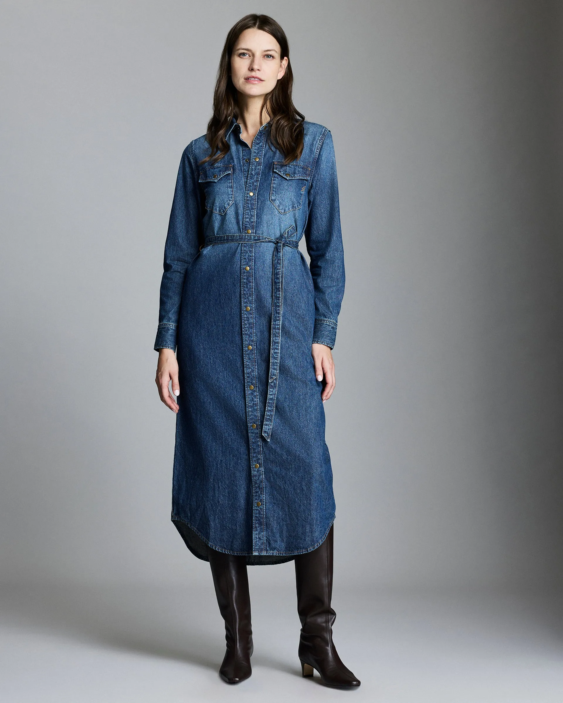 Shoals Denim Maxi Shirt Dress sold by Billy Reid product image thumbnail 2