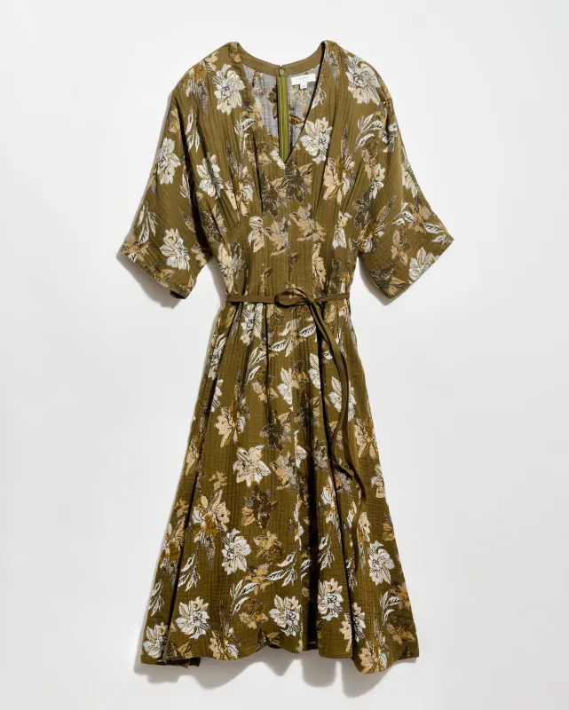 Peony Jacquard Waist Pleat Dress sold by Billy Reid