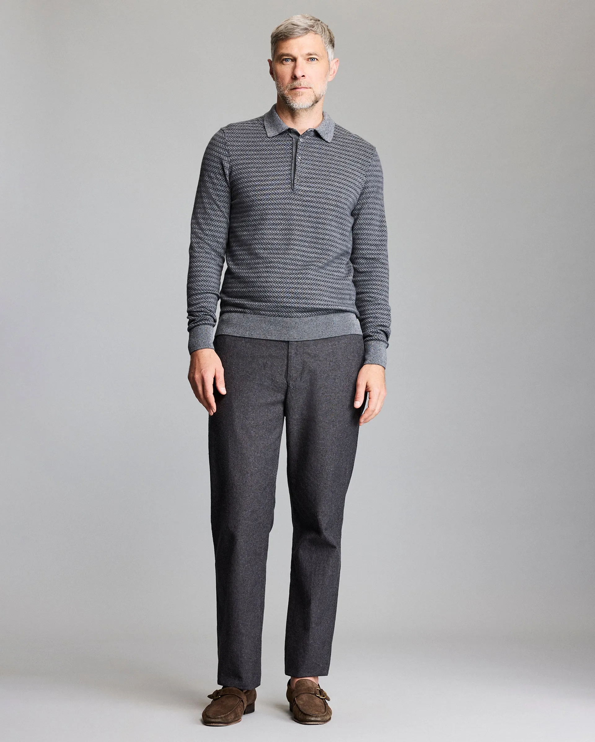 Long Sleeve Jacquard Sweater Polo sold by Billy Reid product image thumbnail 2