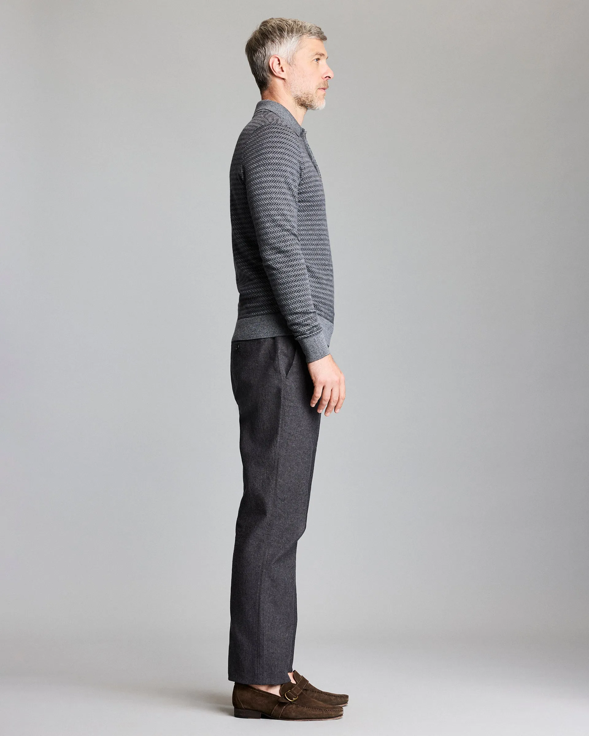 Long Sleeve Jacquard Sweater Polo sold by Billy Reid product image thumbnail 3