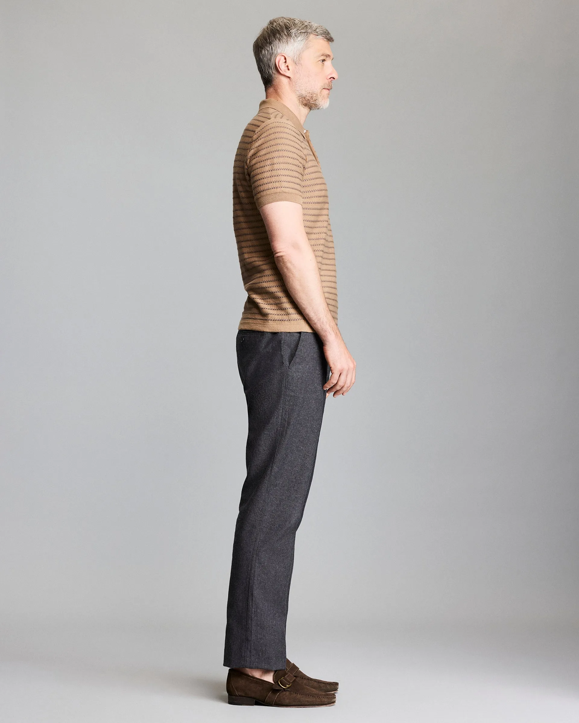 Textured Stripe Sweater Polo sold by Billy Reid product image thumbnail 3