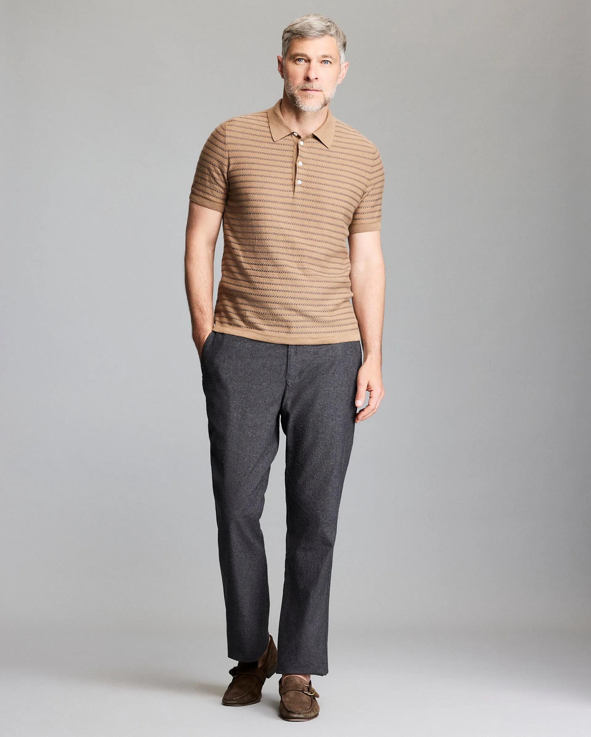 Textured Stripe Sweater Polo sold by Billy Reid product image thumbnail 2