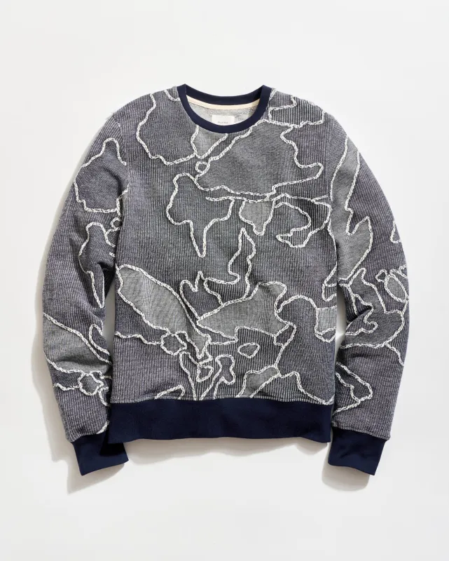 Numajiri Camellia Patchwork Crew sold by Billy Reid