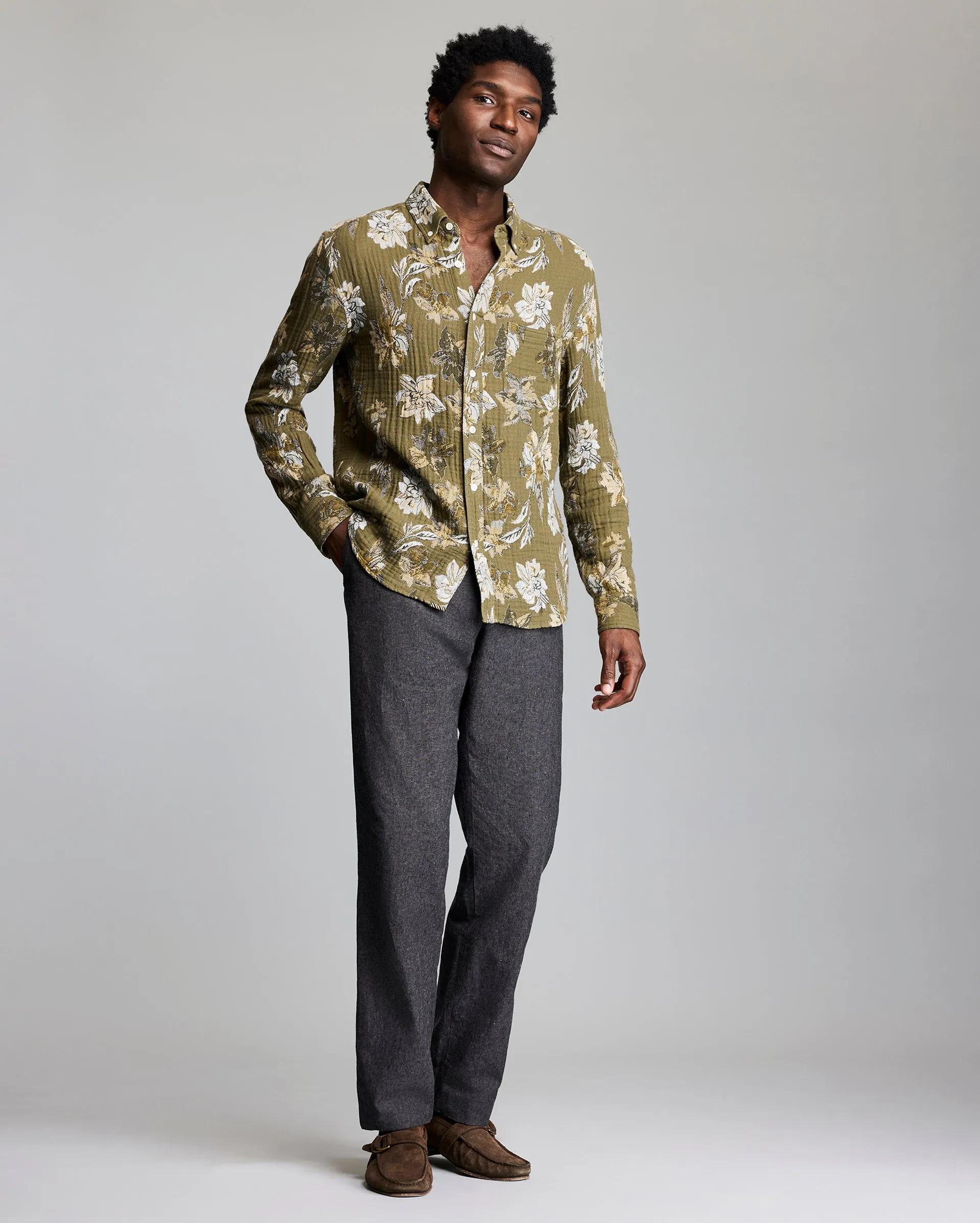 Peony Jacquard Tuscumbia Shirt Button Down sold by Billy Reid product image thumbnail 3