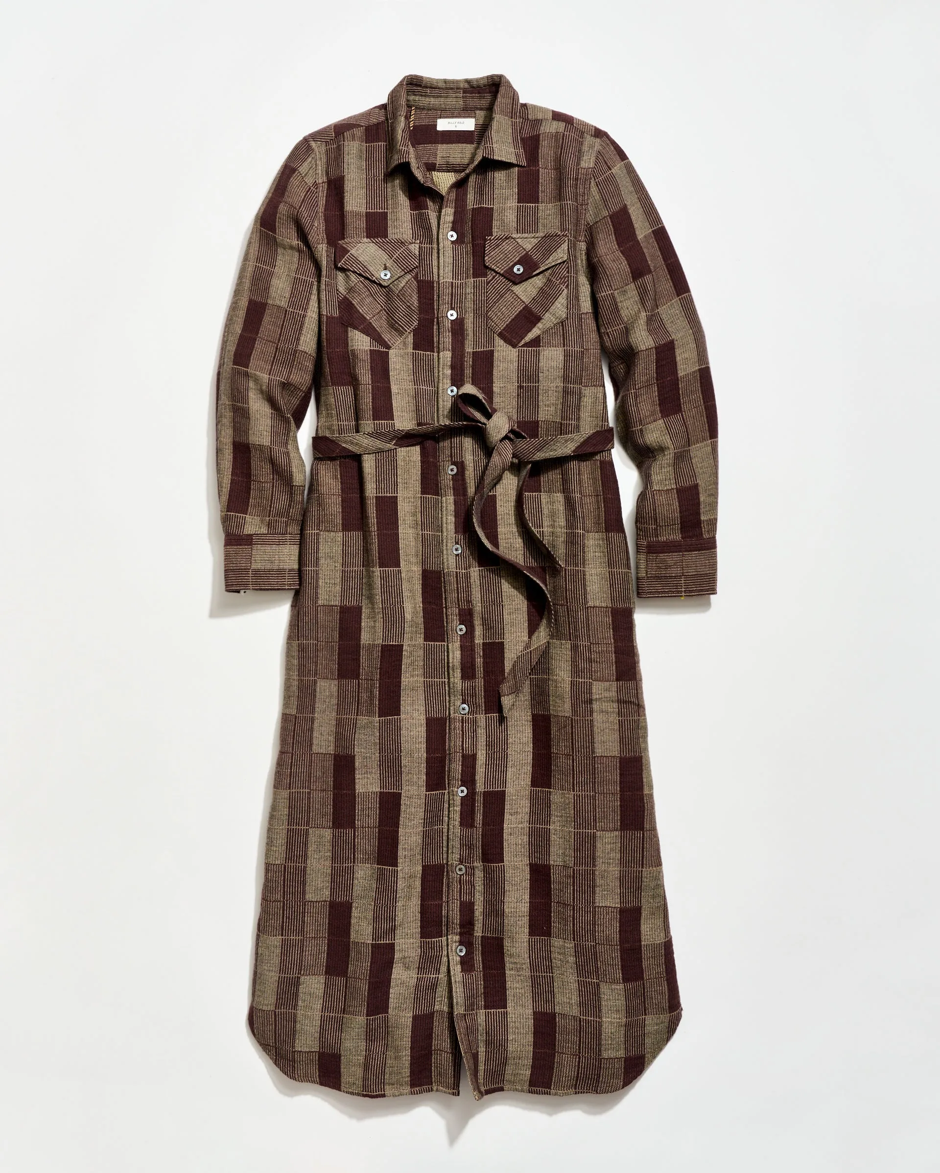 Abstract Heirloom Check Maxi Shirt Dress sold by Billy Reid