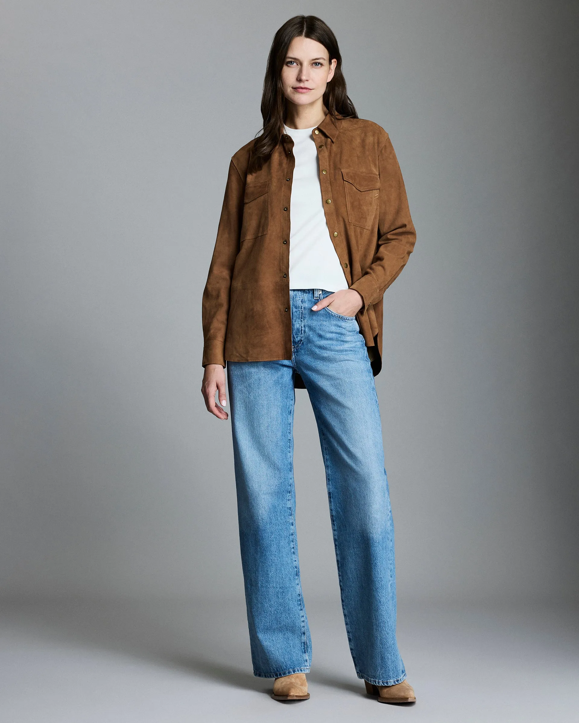 Suede Utility Shirt sold by Billy Reid product image thumbnail 3