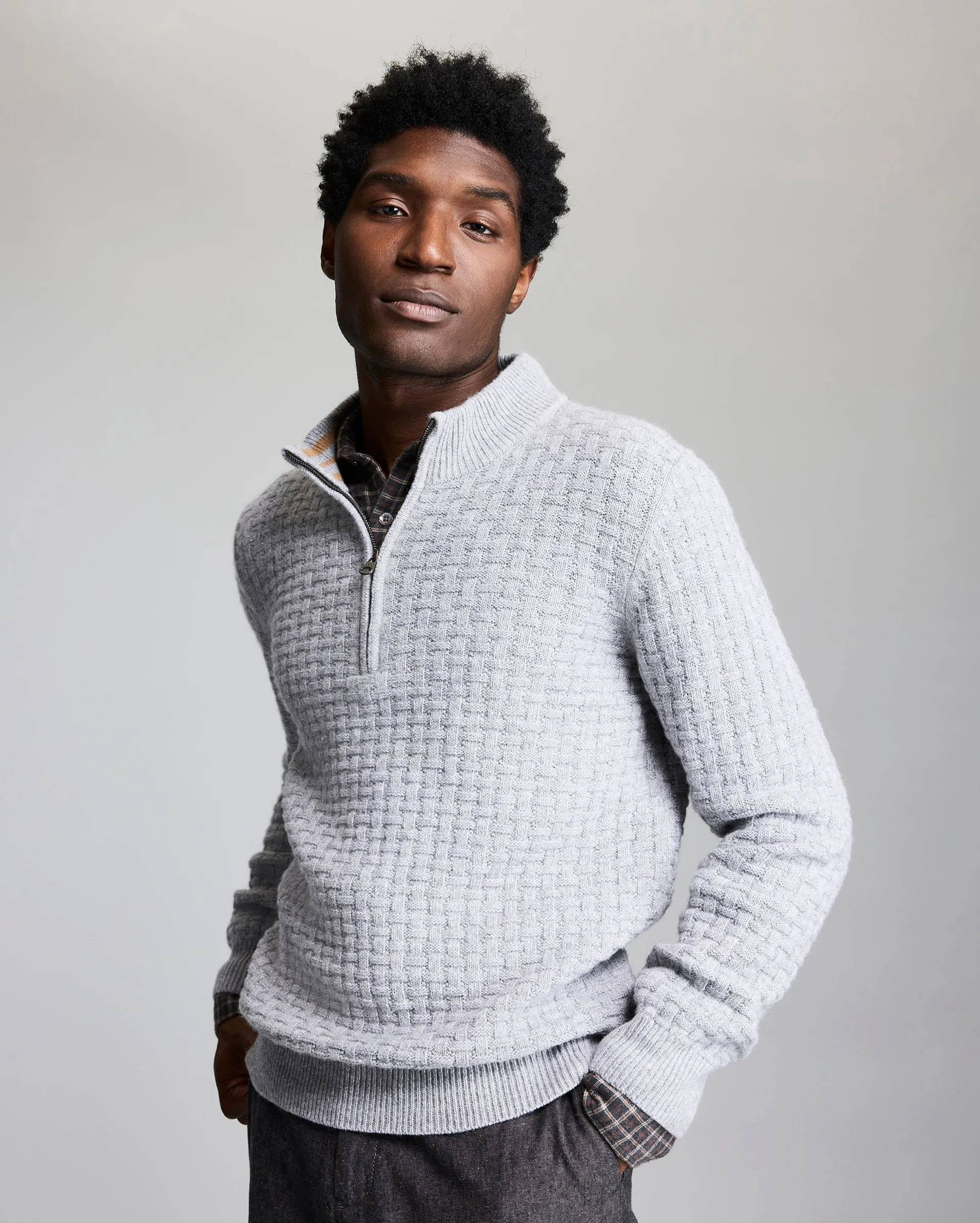 Basketweave Half Zip Sweater sold by Billy Reid product image thumbnail 4