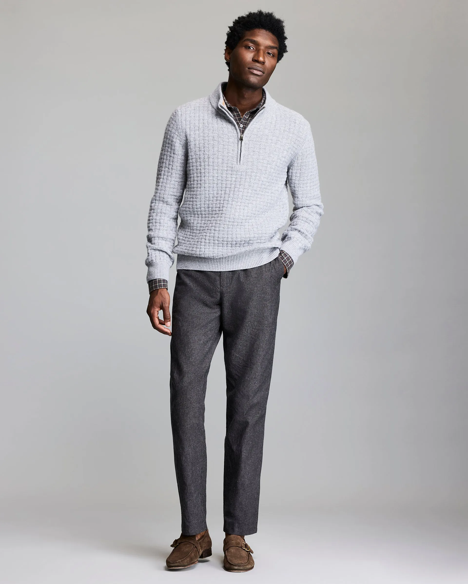 Basketweave Half Zip Sweater sold by Billy Reid product image thumbnail 2