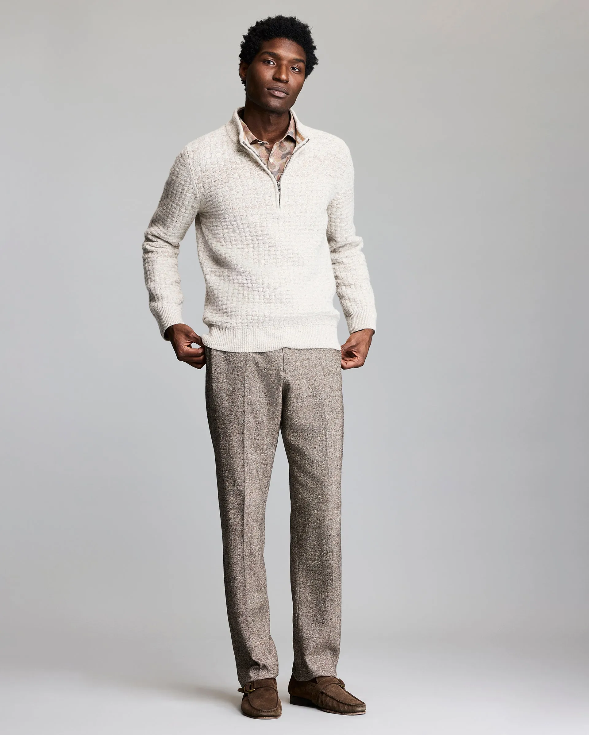Basketweave Half Zip Sweater sold by Billy Reid product image thumbnail 2