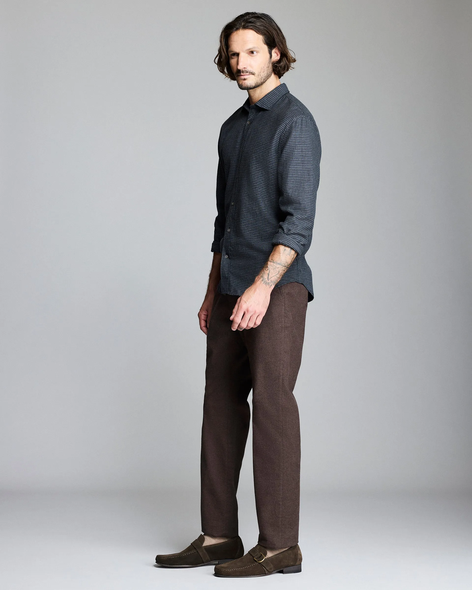 Melange Micro Grid Plaid Cedar Shirt sold by Billy Reid product image thumbnail 3