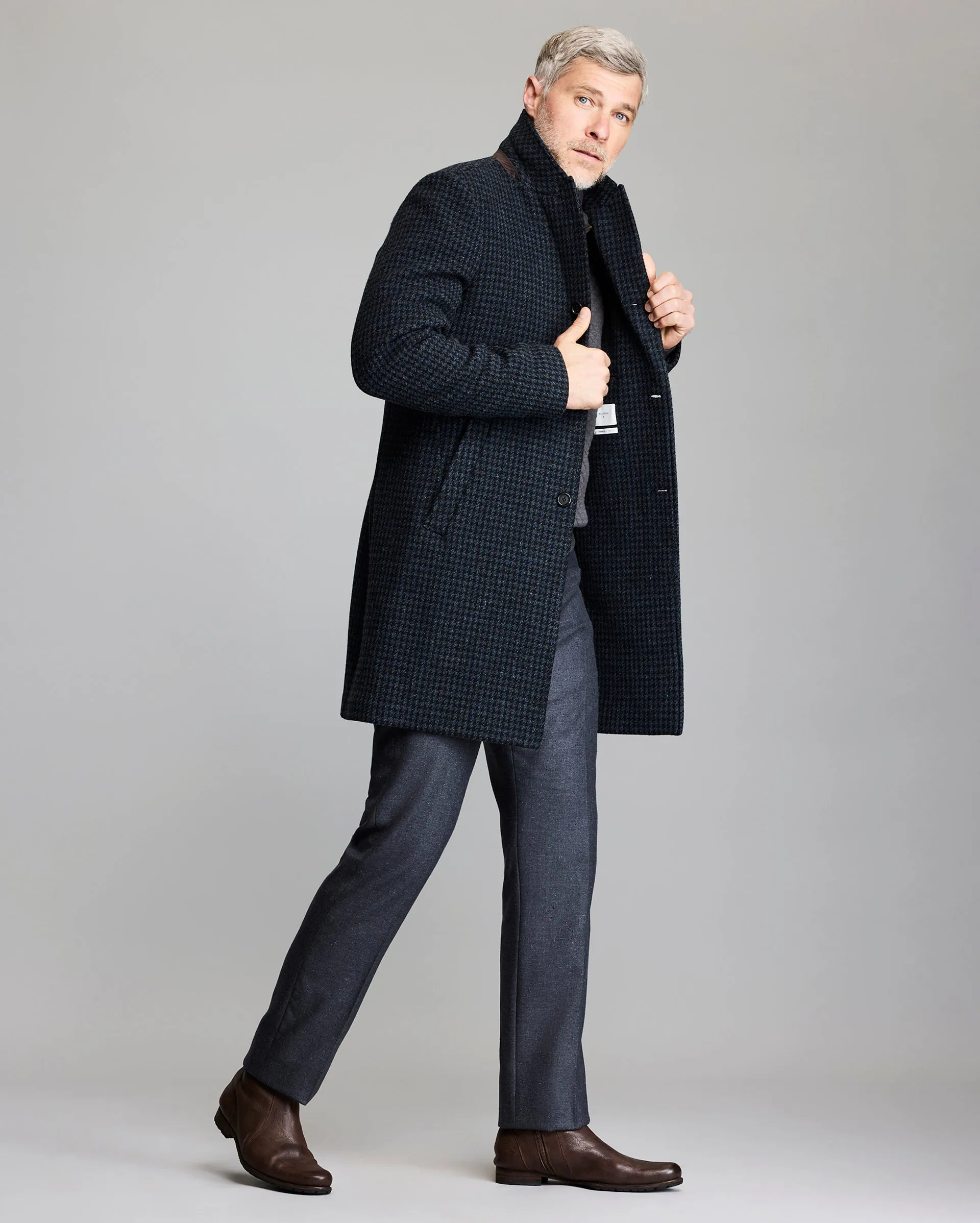 Virgin Wool Houndstooth Walking Car Coat sold by Billy Reid product image thumbnail 3