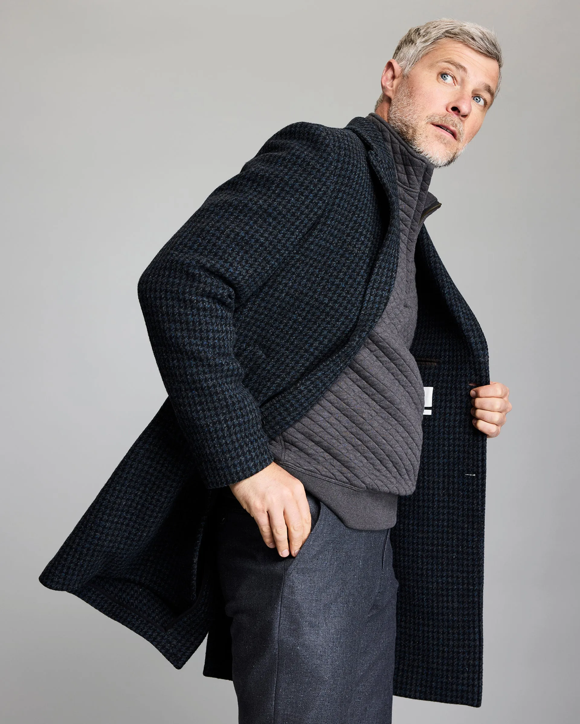 Virgin Wool Houndstooth Walking Car Coat sold by Billy Reid product image thumbnail 4