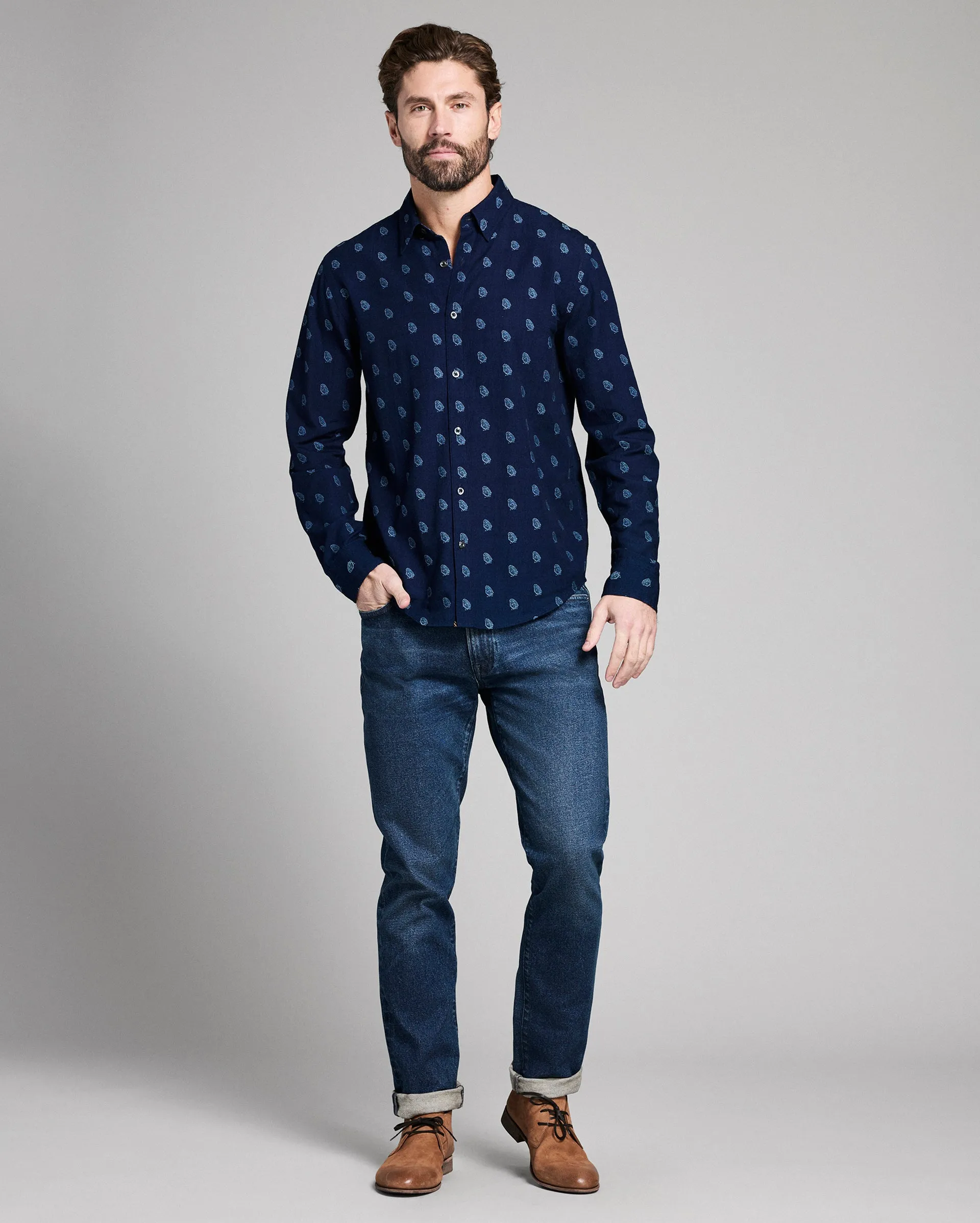 Pelican Paisley Jacquard Wilson Shirt sold by Billy Reid product image thumbnail 2