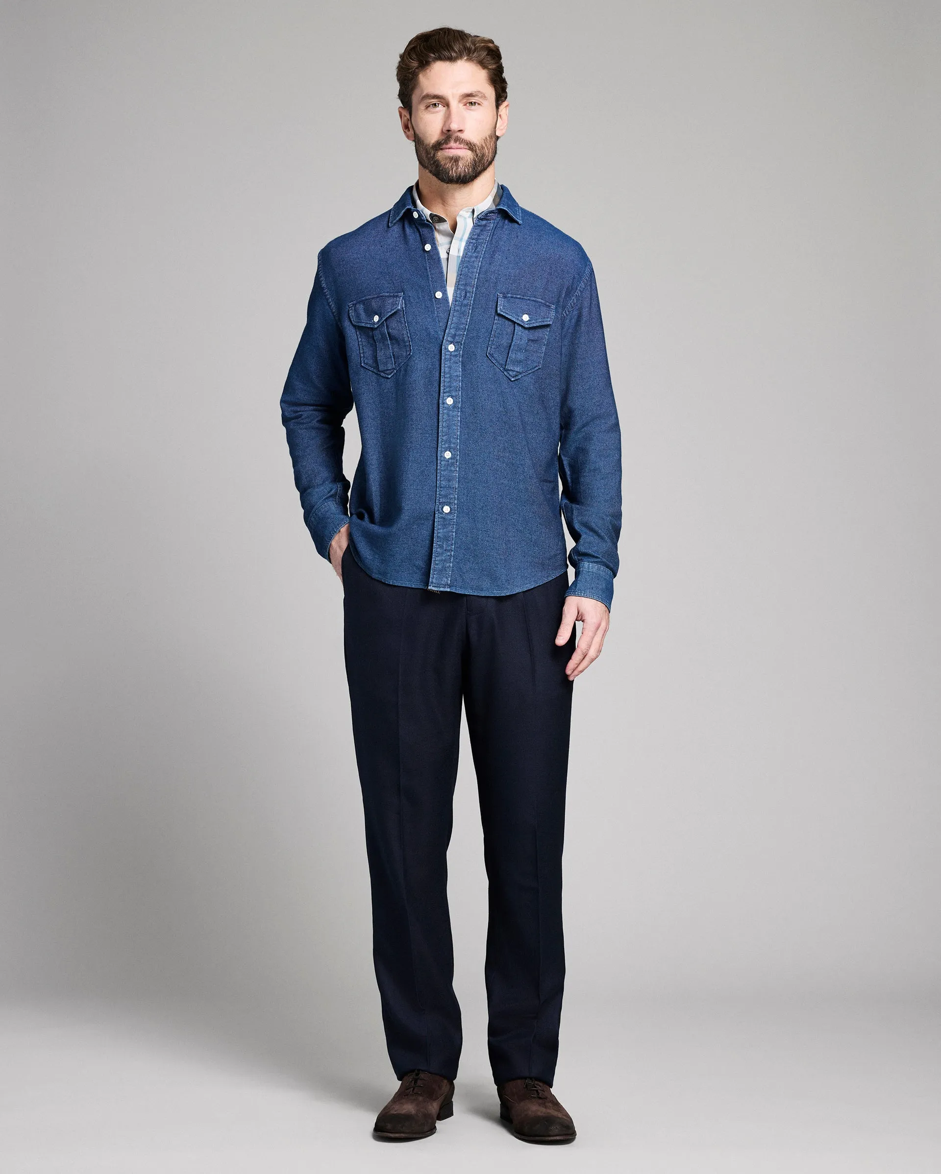 Cotton Dobby Scout Shirt sold by Billy Reid product image thumbnail 2