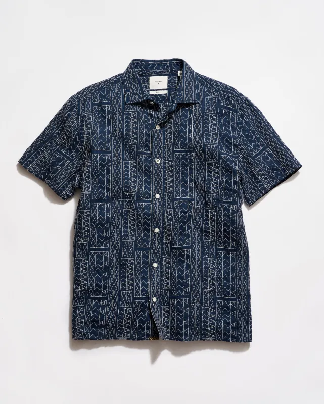 Short Sleeve Geo Stitch Embroidered Treme Shirt made by Billy Reid