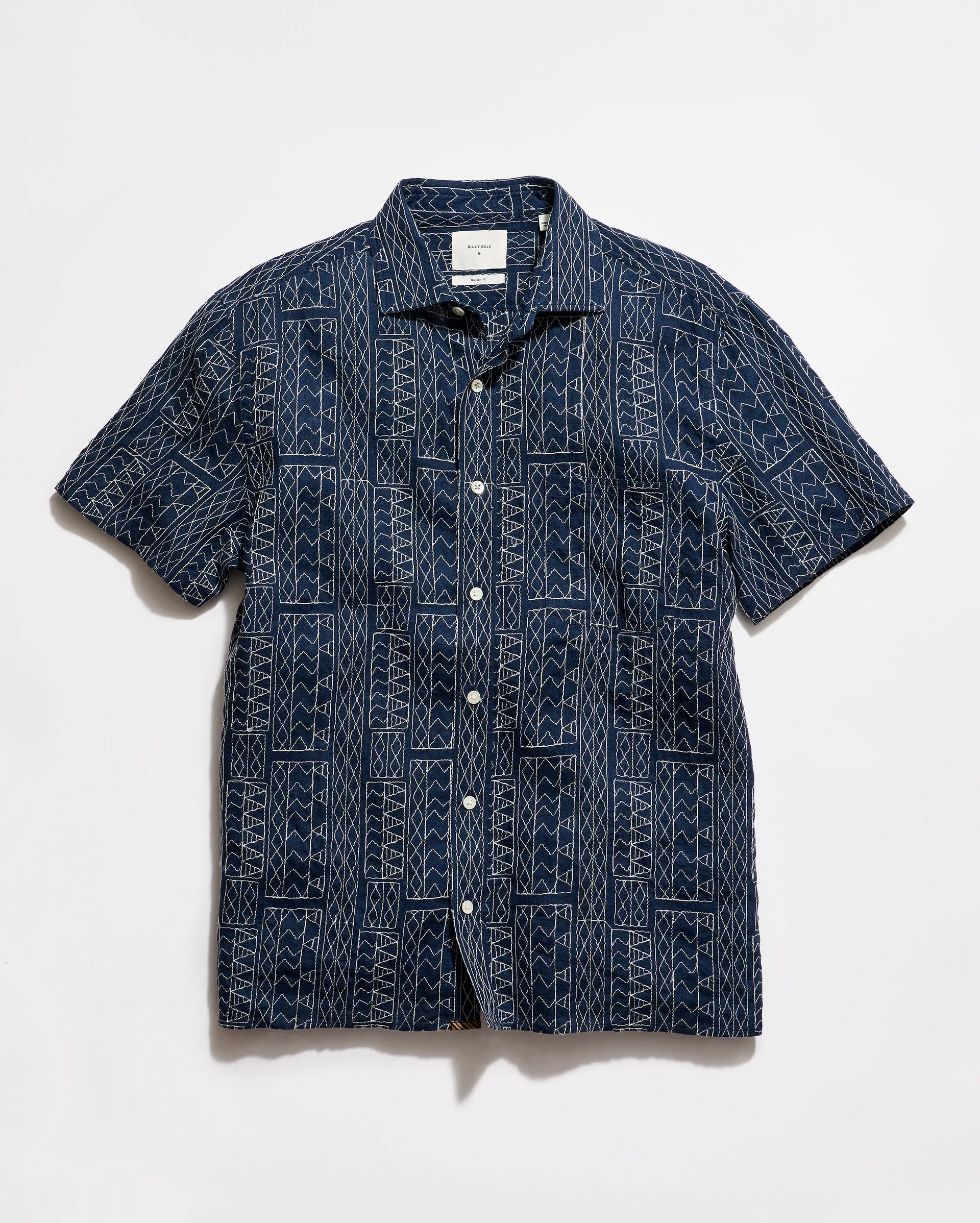 Short Sleeve Geo Stitch Embroidered Treme Shirt sold by Billy Reid