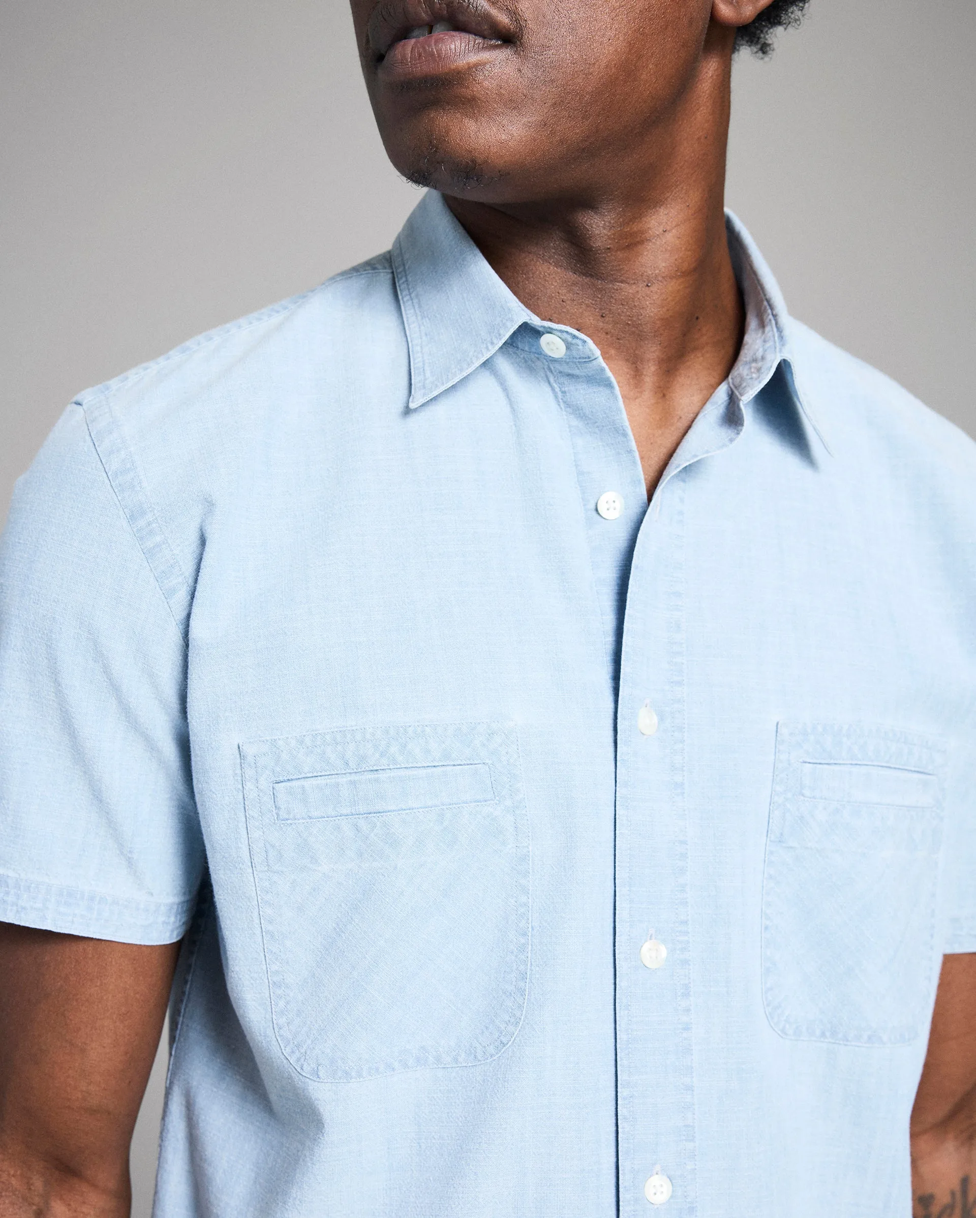 Short Sleeve Chambray Donelson Shirt sold by Billy Reid product image thumbnail 4