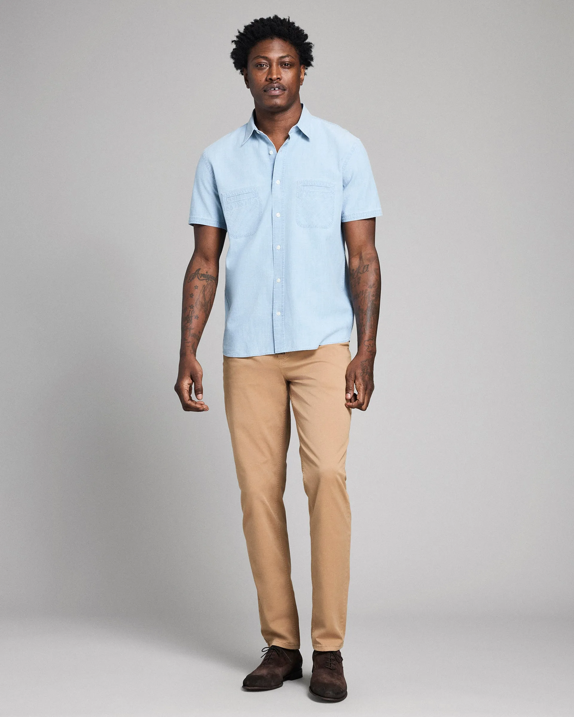 Short Sleeve Chambray Donelson Shirt sold by Billy Reid product image thumbnail 2