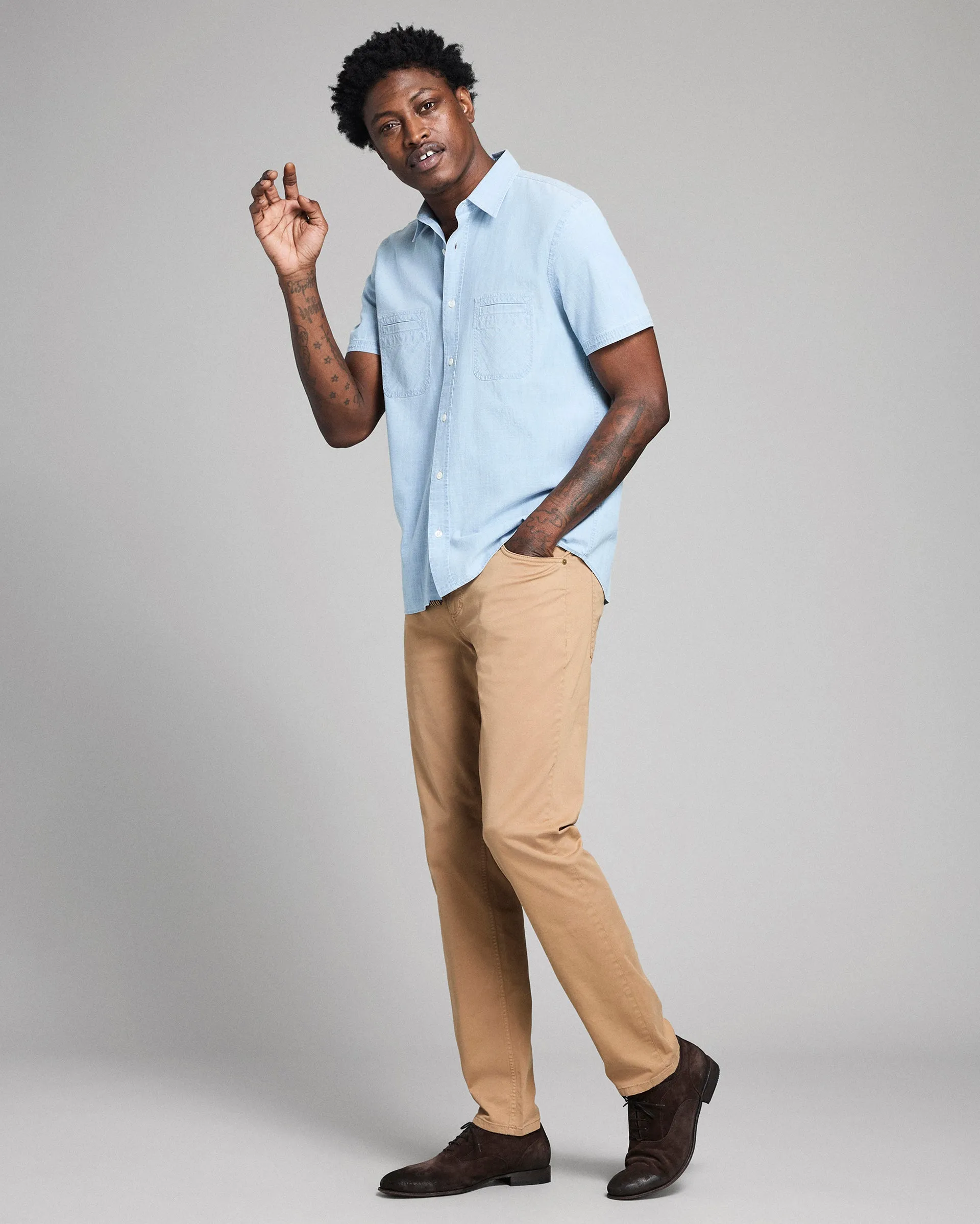 Short Sleeve Chambray Donelson Shirt sold by Billy Reid product image thumbnail 3