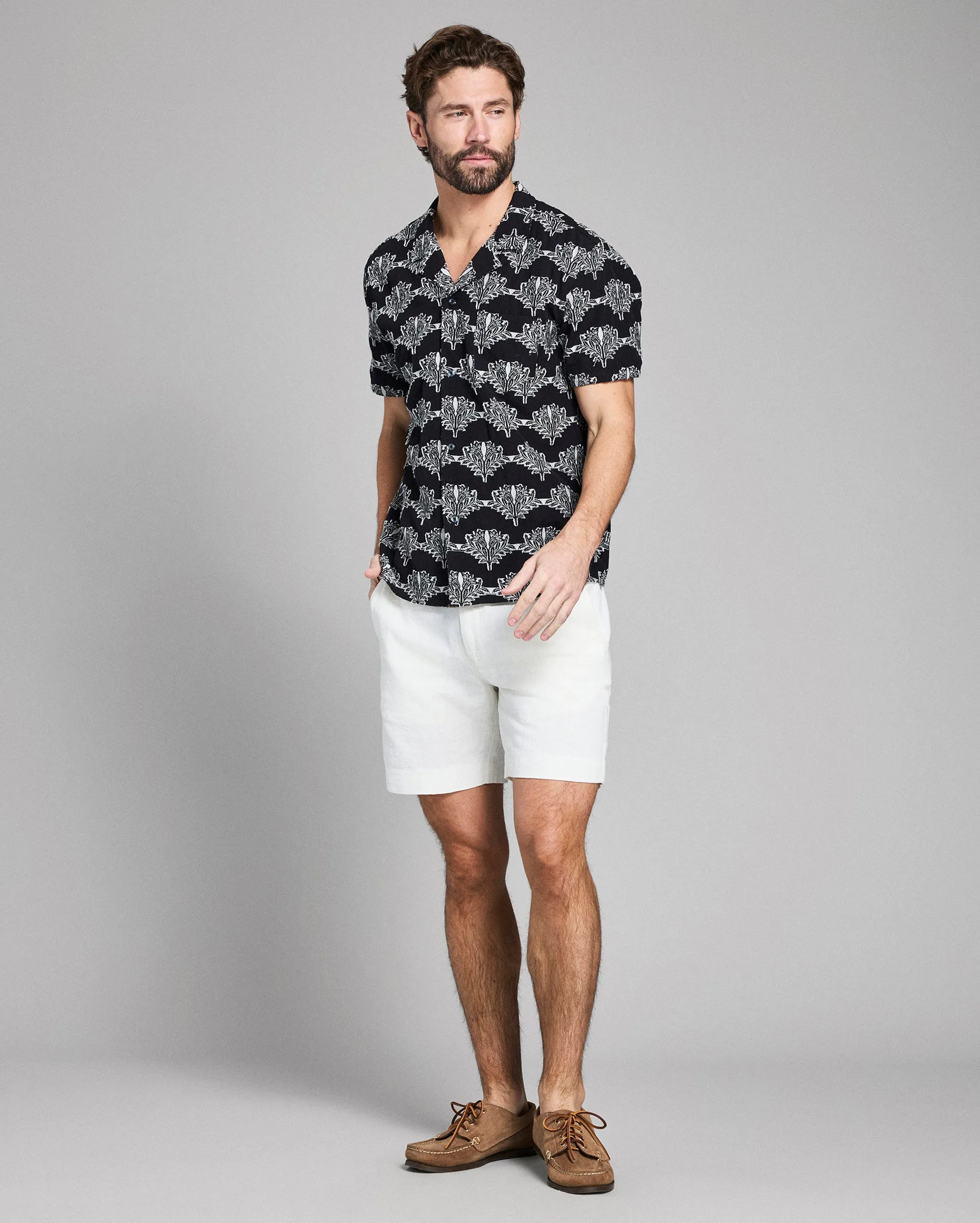 Short Sleeve Botanical Jacquard Camp Shirt sold by Billy Reid product image thumbnail 3