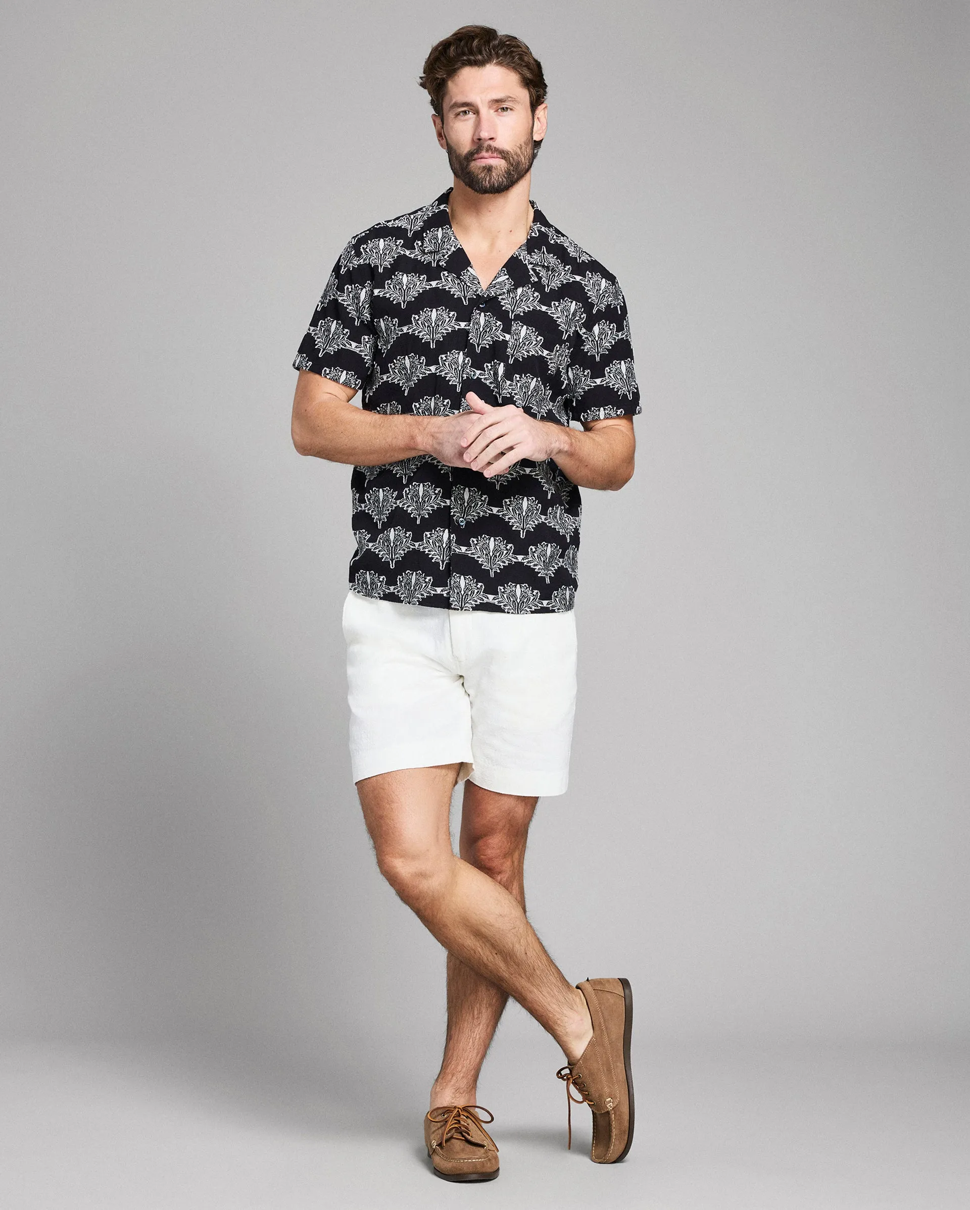 Short Sleeve Botanical Jacquard Camp Shirt sold by Billy Reid product image thumbnail 2