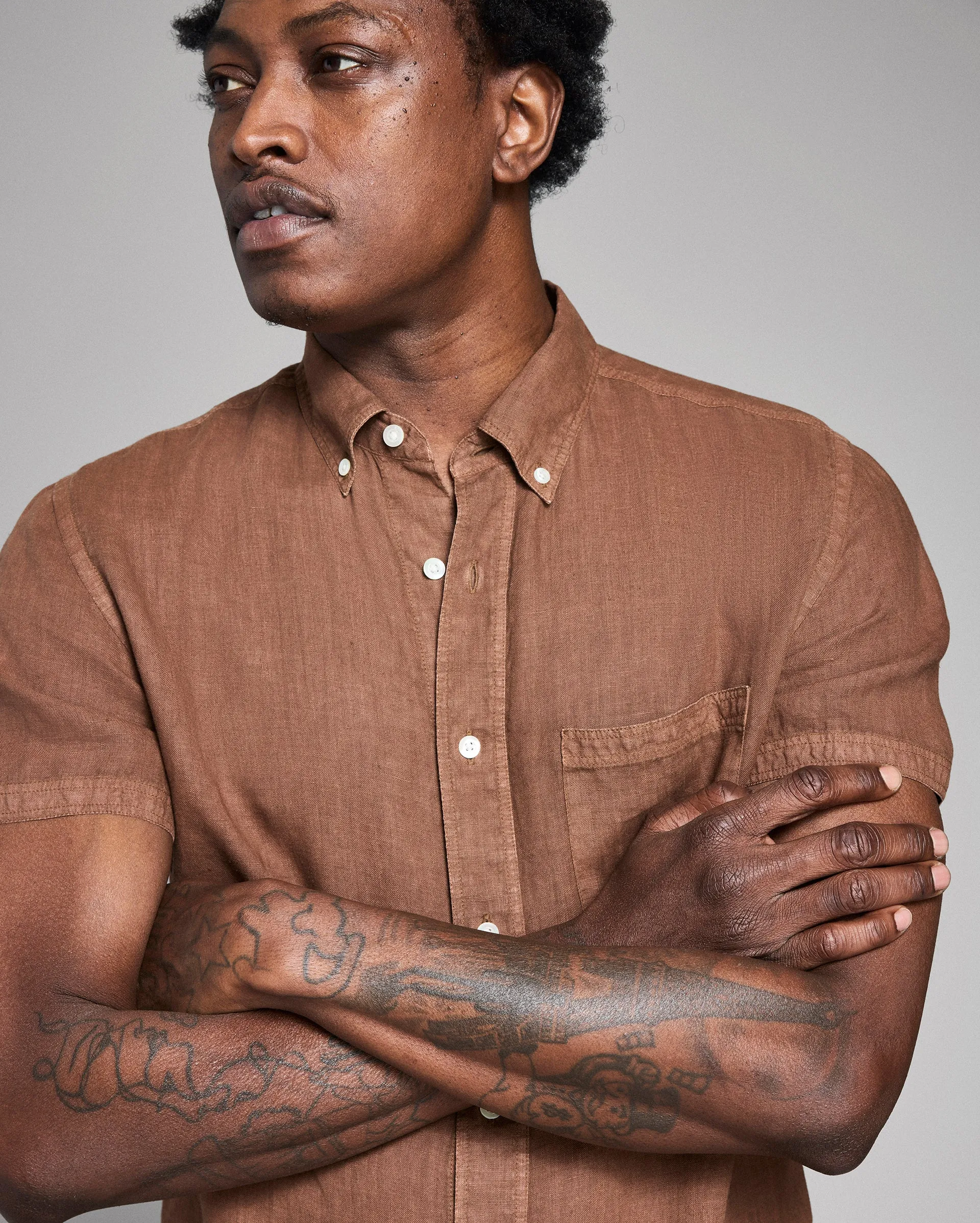 Short Sleeve Linen Tuscumbia Shirt Button Down sold by Billy Reid product image thumbnail 4