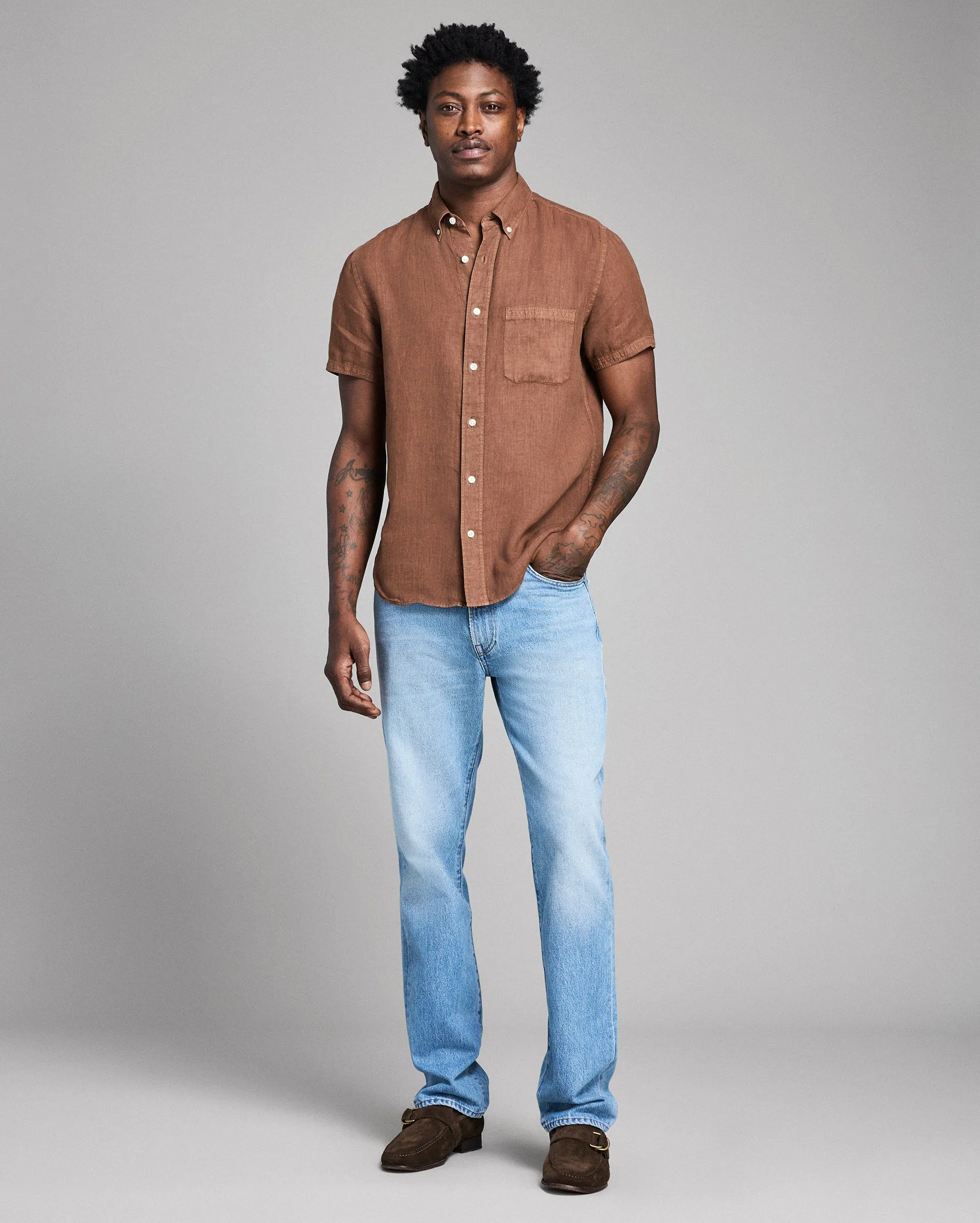 Short Sleeve Linen Tuscumbia Shirt Button Down sold by Billy Reid product image thumbnail 2