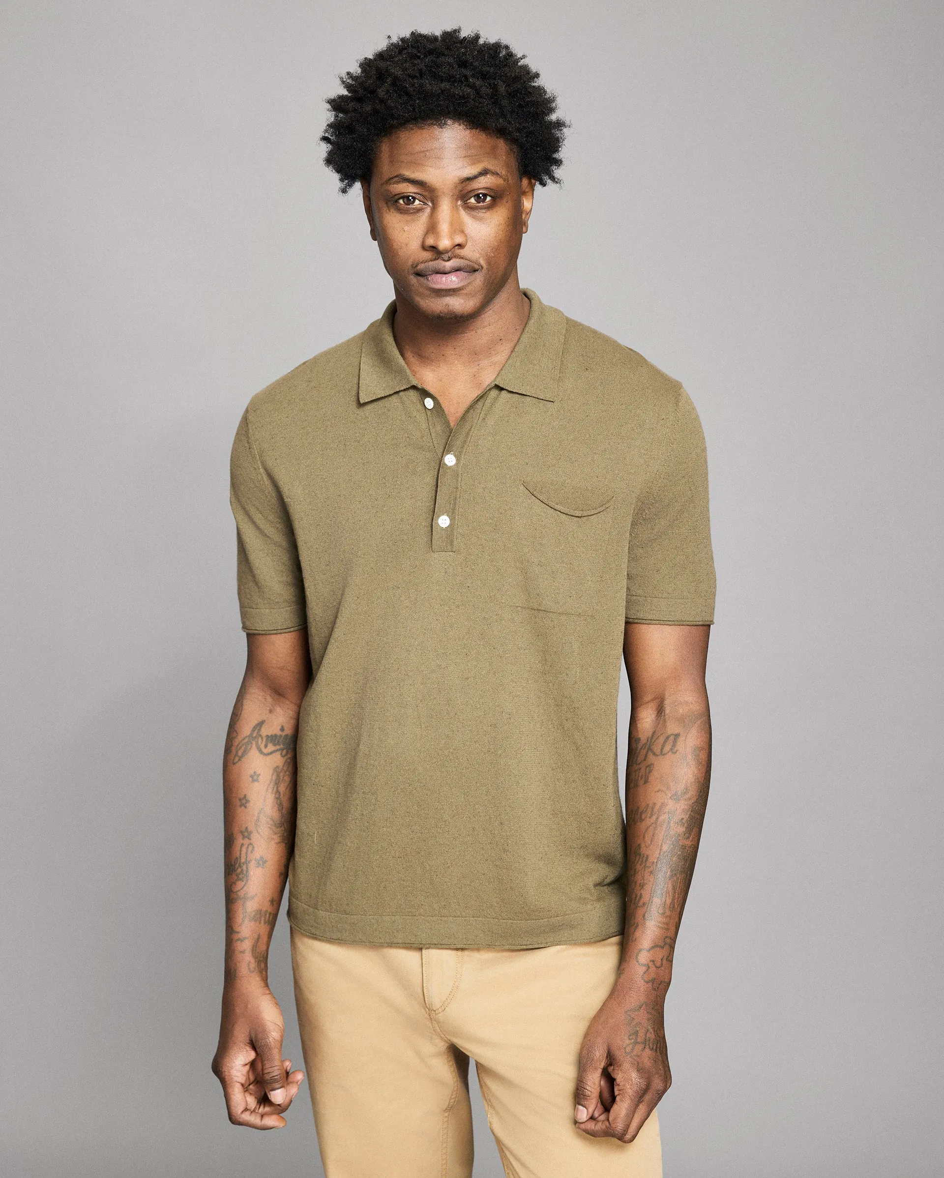 Cotton Linen Sweater Polo sold by Billy Reid product image thumbnail 2
