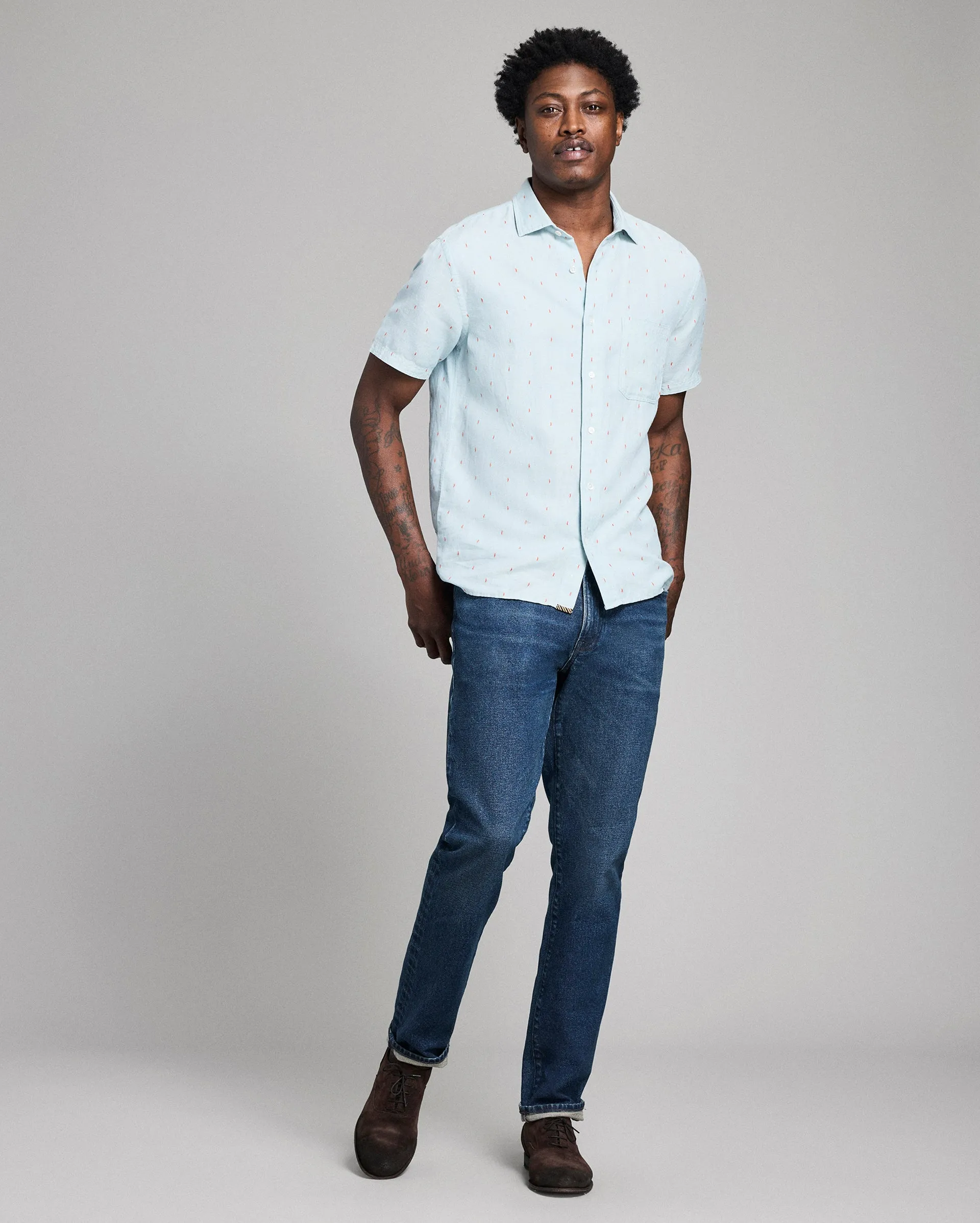 Short Sleeve Herringbone Treme Shirt sold by Billy Reid product image thumbnail 4