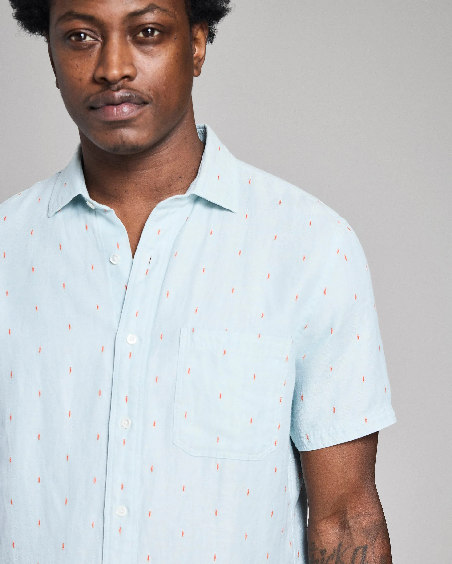 Short Sleeve Herringbone Treme Shirt sold by Billy Reid product image thumbnail 5