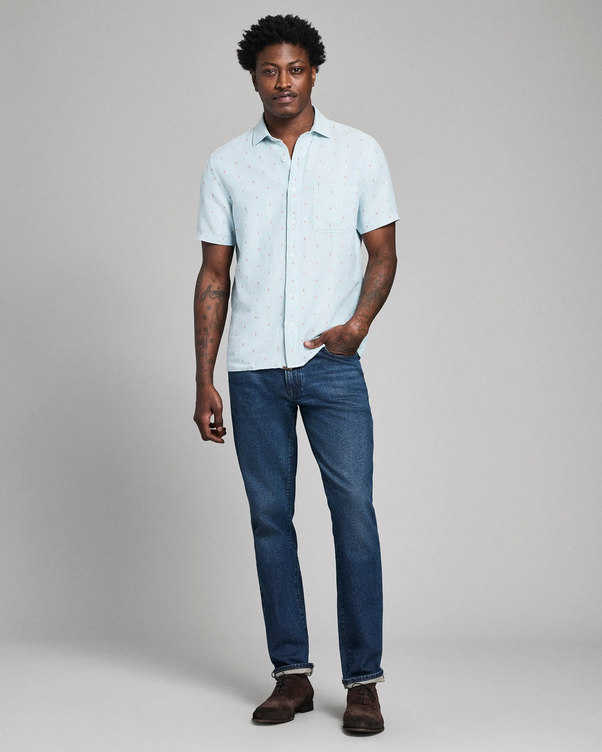Short Sleeve Herringbone Treme Shirt sold by Billy Reid product image thumbnail 2